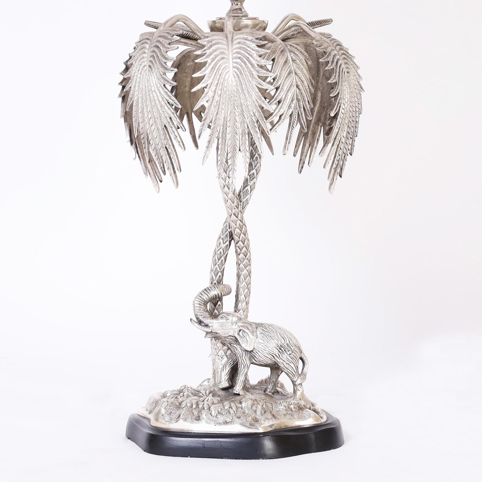 English Pair of Figural Palm Tree Table Lamps For Sale