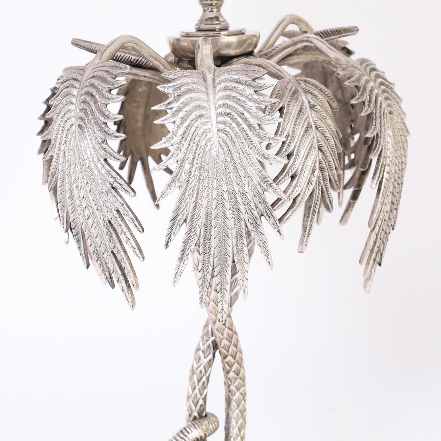 Cast Pair of Figural Palm Tree Table Lamps For Sale