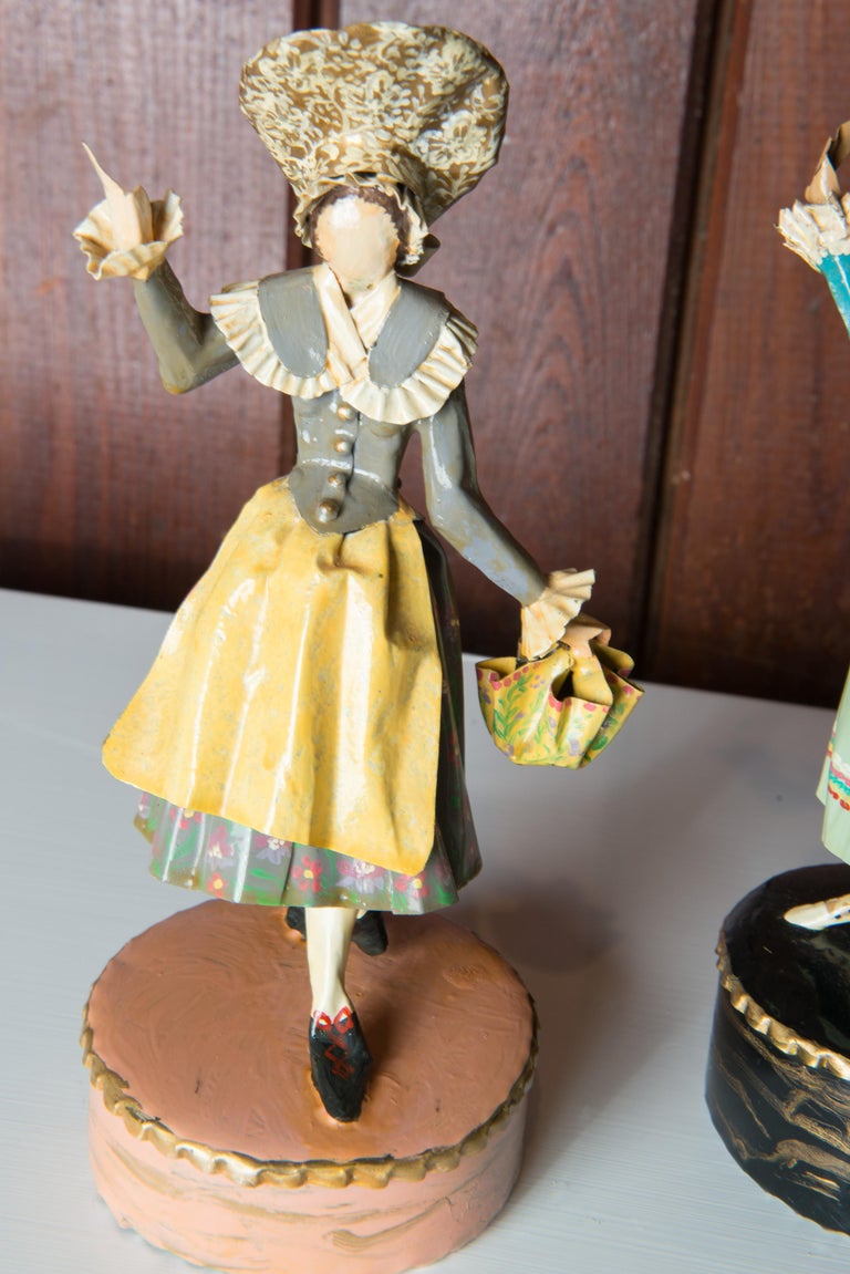 Pair of Figural Sculptures in Traditional Austrian Costumes by Lee Menichetti For Sale 3