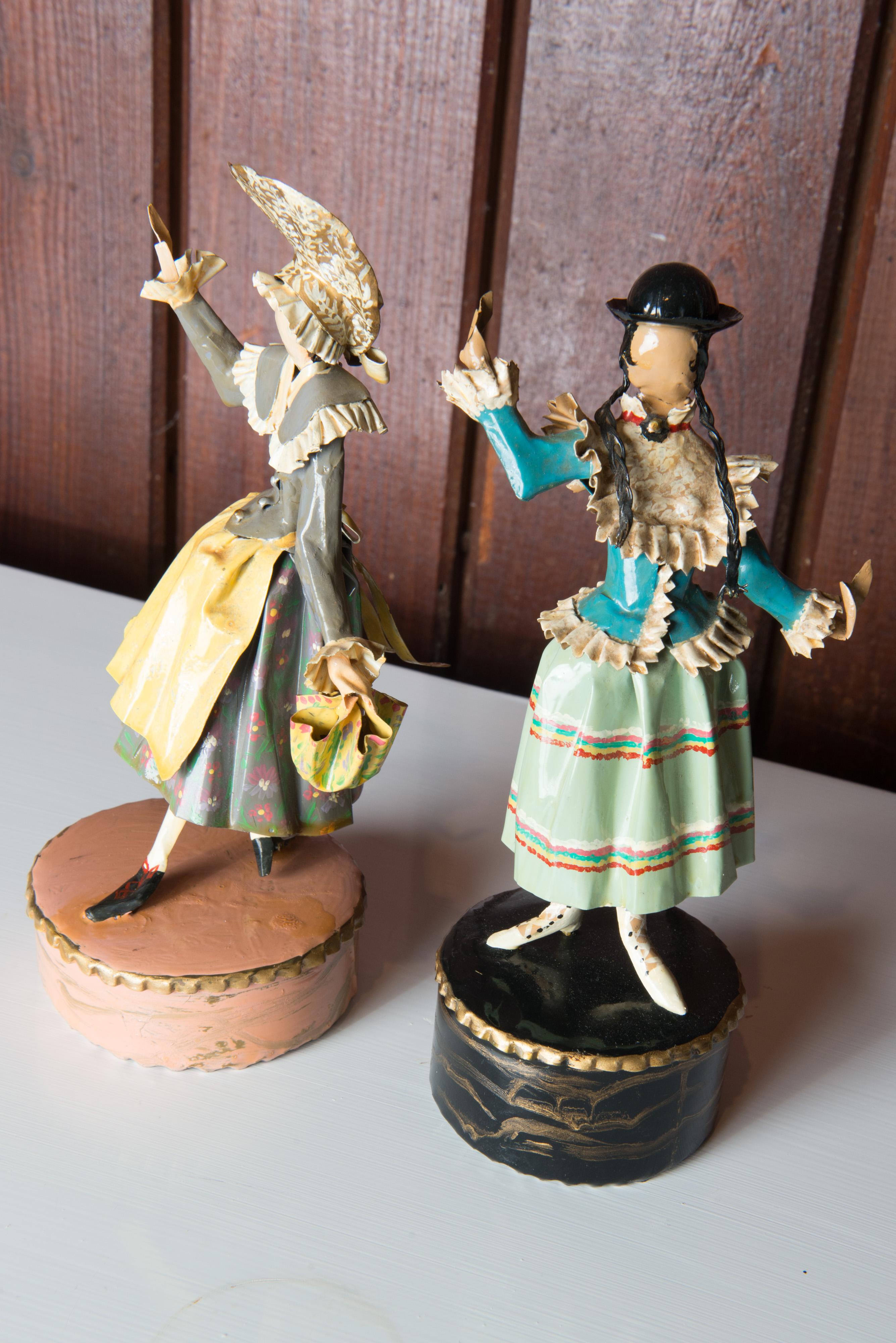 Pair of Figural Sculptures in Traditional Austrian Costumes by Lee Menichetti For Sale 11