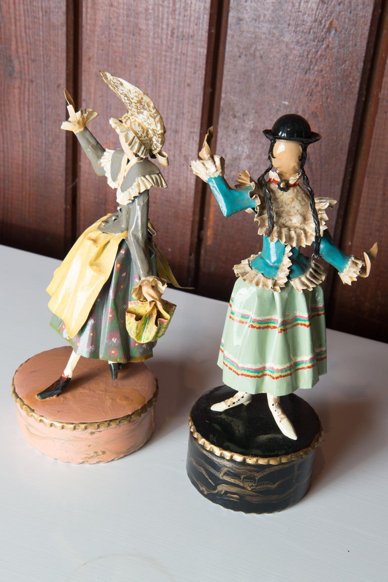 Pair of Figural Sculptures in Traditional Austrian Costumes by Lee Menichetti For Sale 12