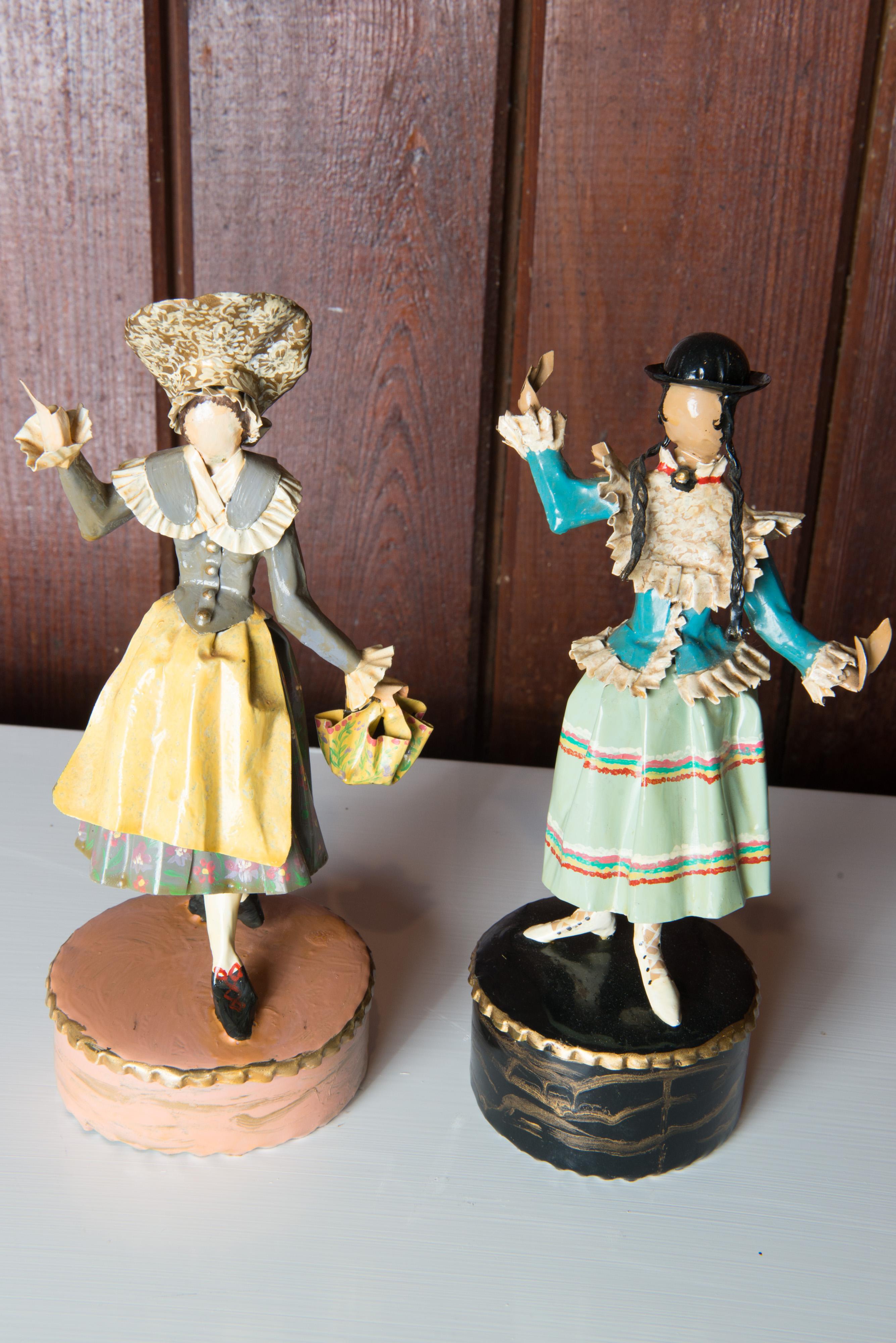 American Pair of Figural Sculptures in Traditional Austrian Costumes by Lee Menichetti For Sale