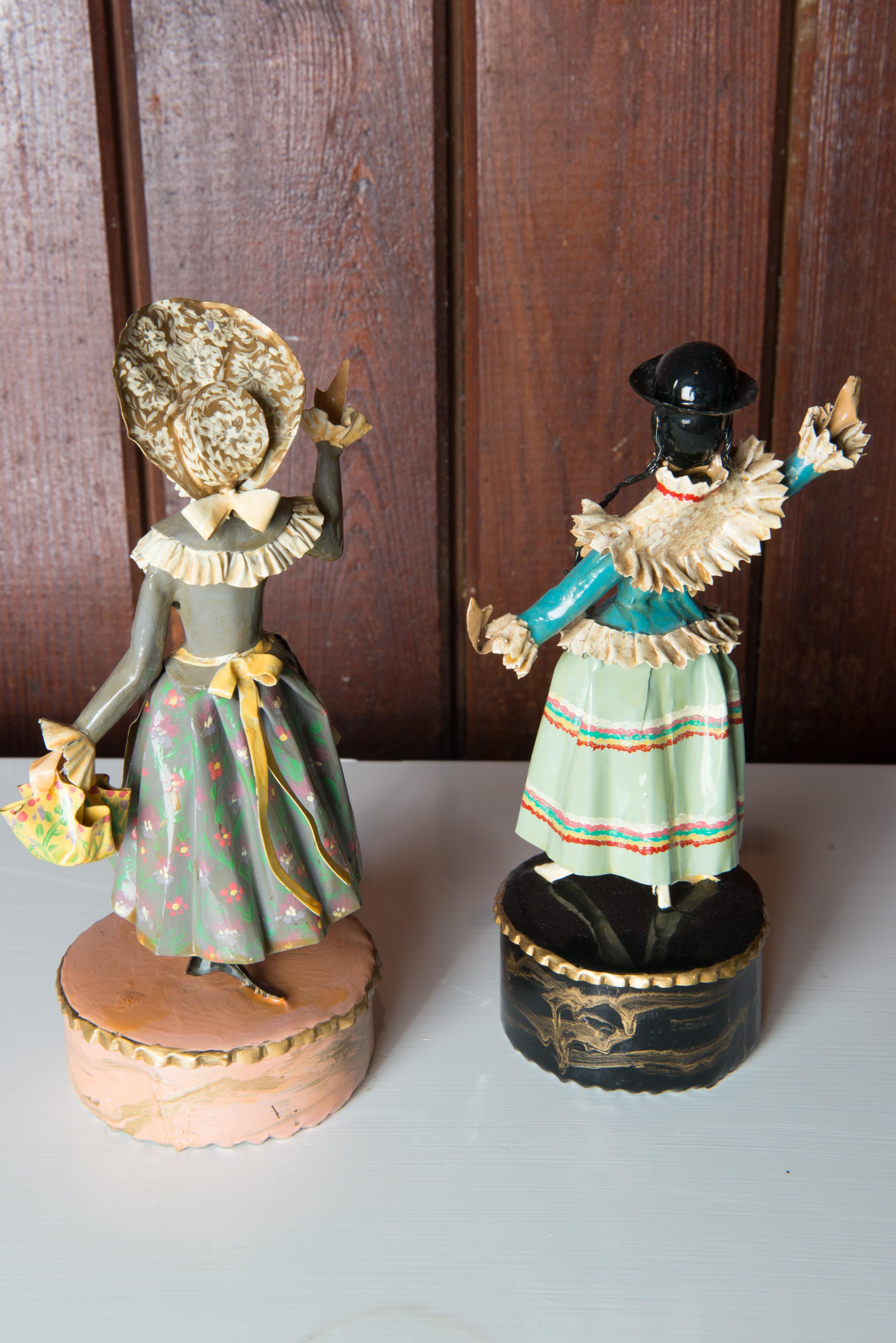 Late 20th Century Pair of Figural Sculptures in Traditional Austrian Costumes by Lee Menichetti For Sale