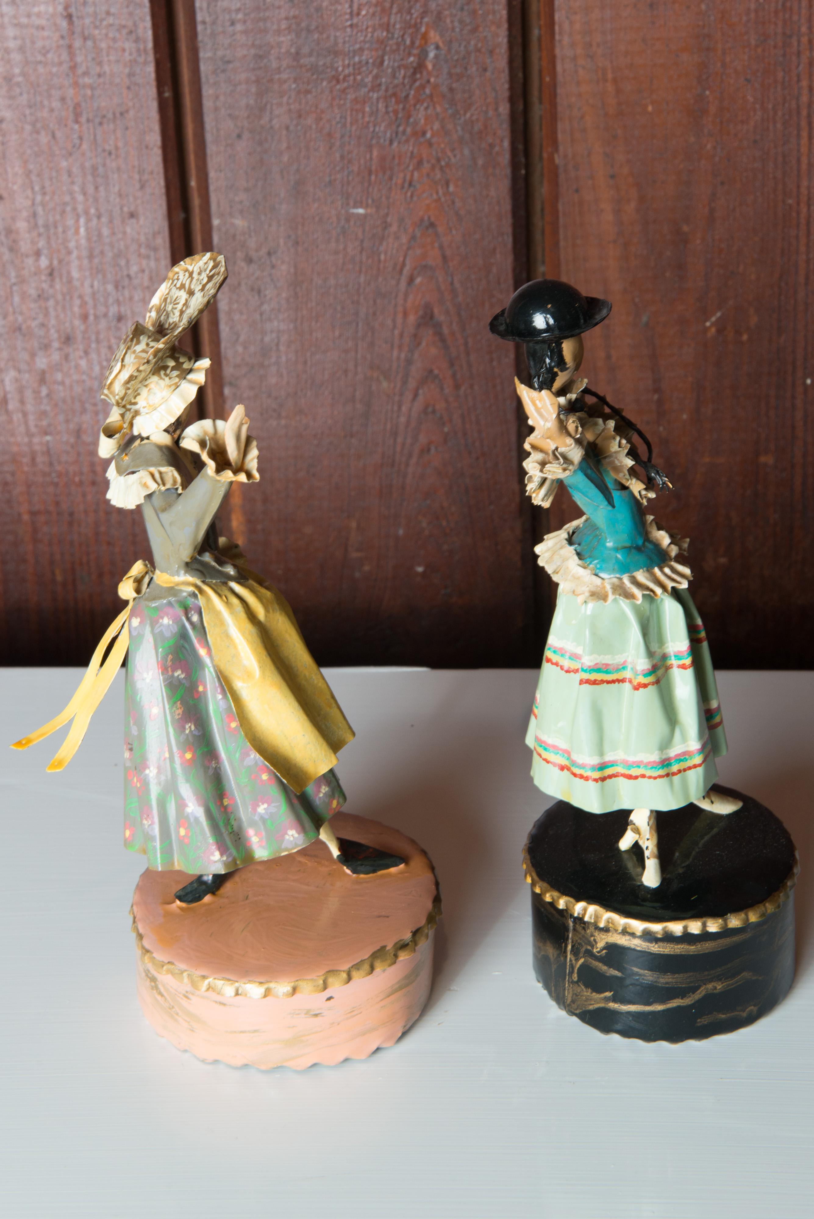Brass Pair of Figural Sculptures in Traditional Austrian Costumes by Lee Menichetti For Sale