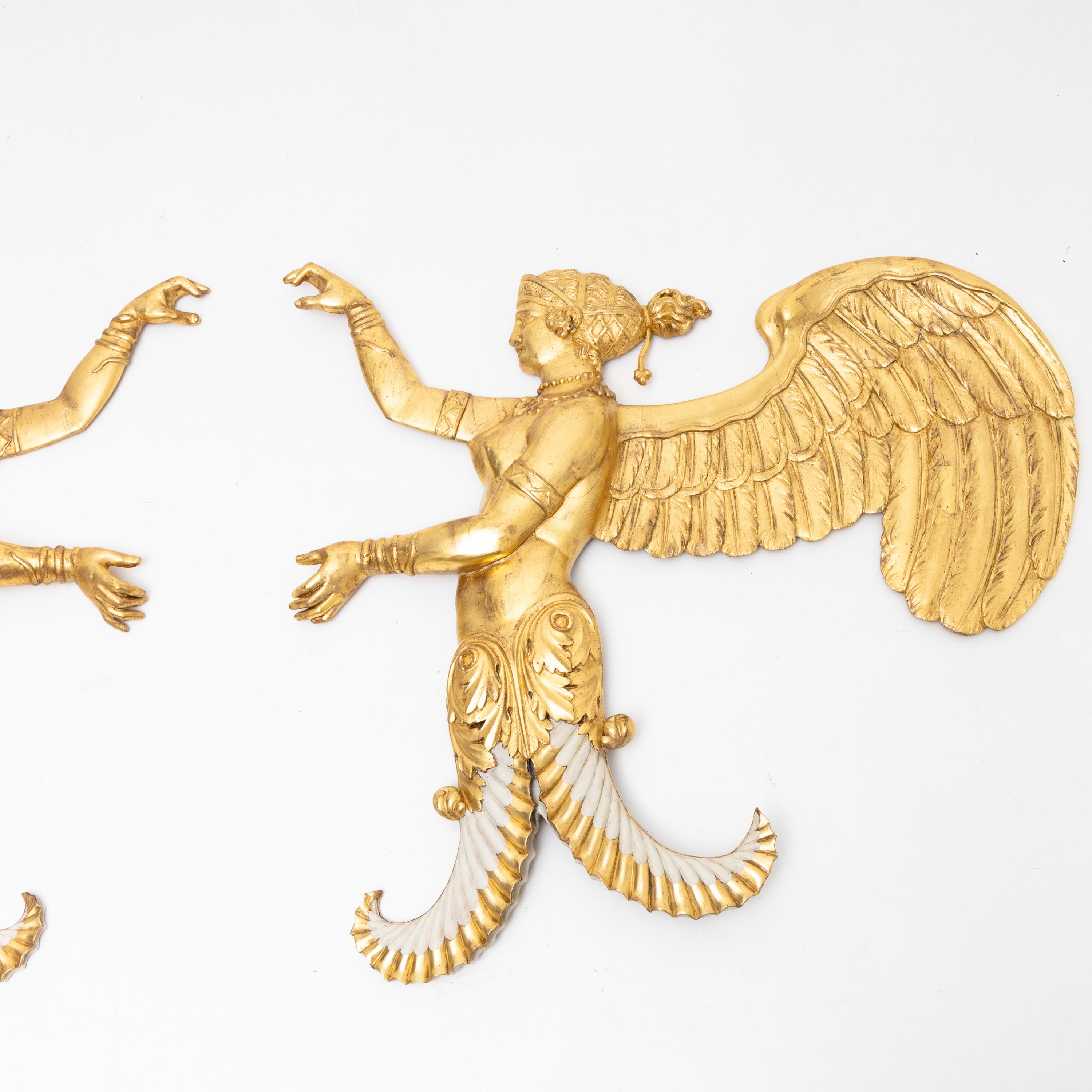Italian Pair of Figurative Gilt Wall Reliefs, Italy, Early 19th Century