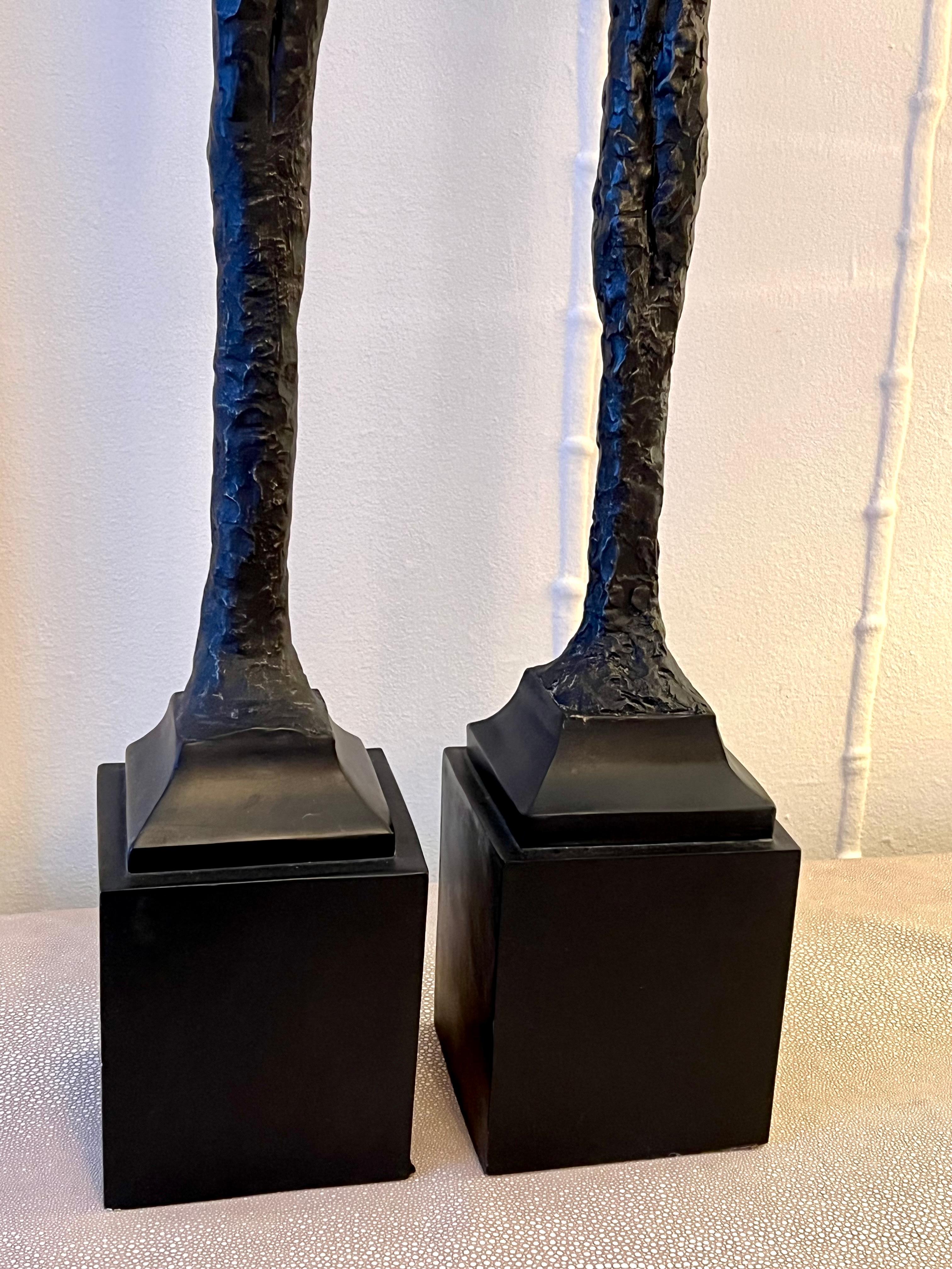 20th Century Pair of Figurative Statues in the Style of Giacometti