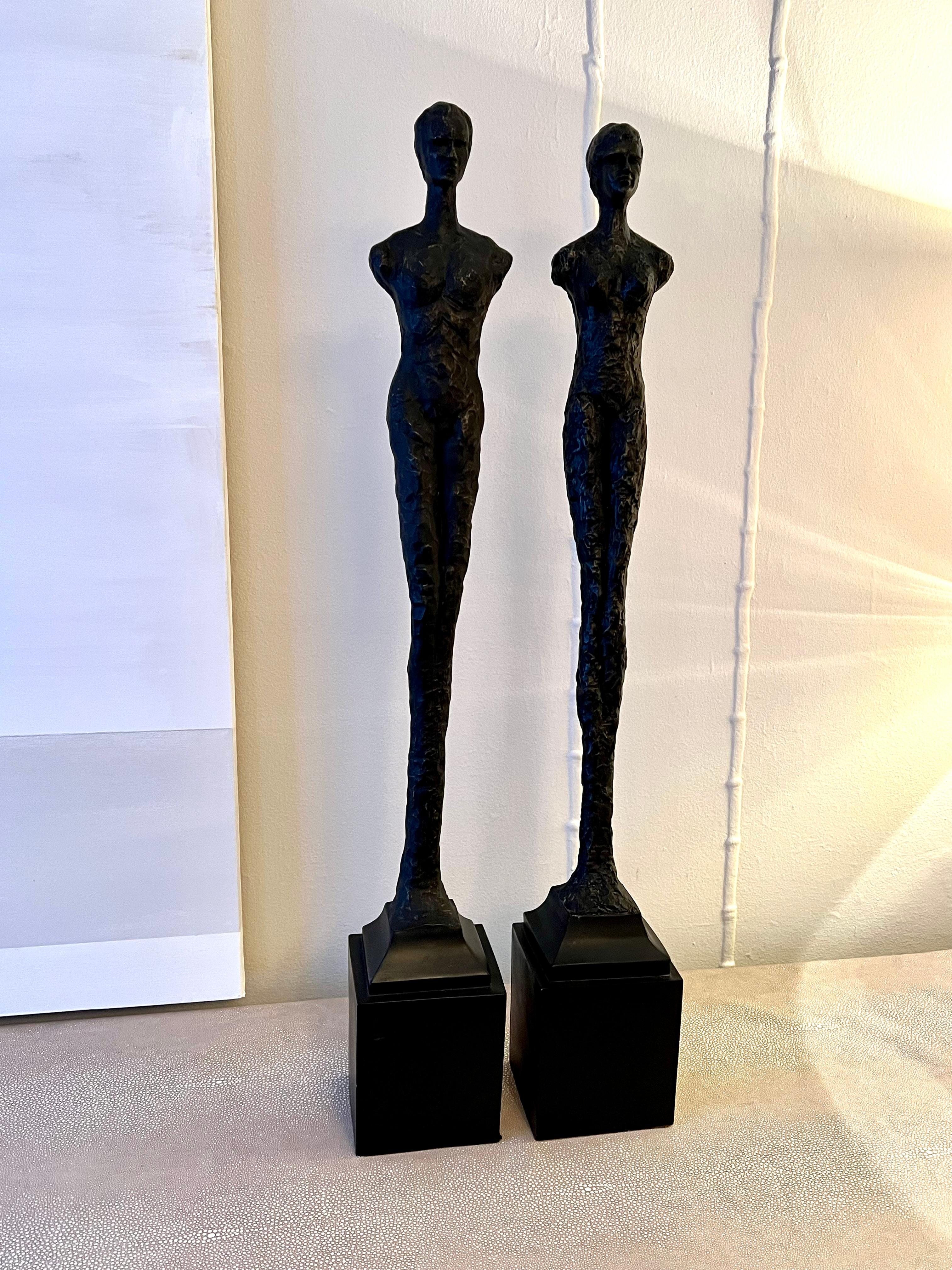Pair of Figurative Statues in the Style of Giacometti 1