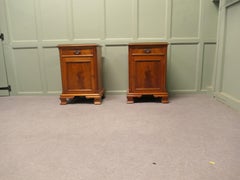 Pair of Figured Walnut Bedside Cupboards