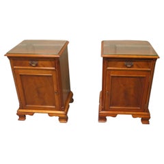 Pair of Figured Walnut Bedside Cupboards