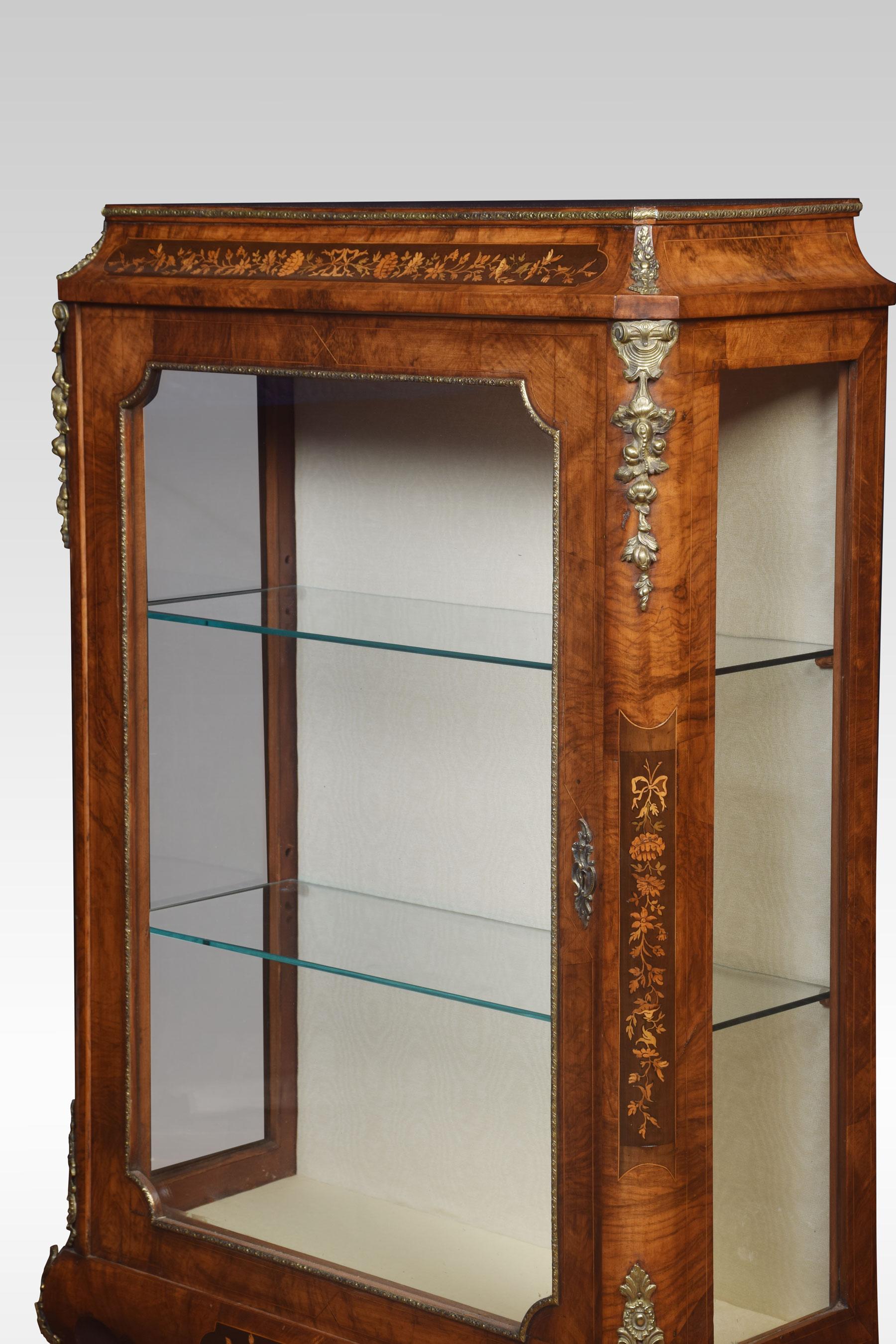 19th Century Pair of Figured Walnut Inlaid Pier Cabinets