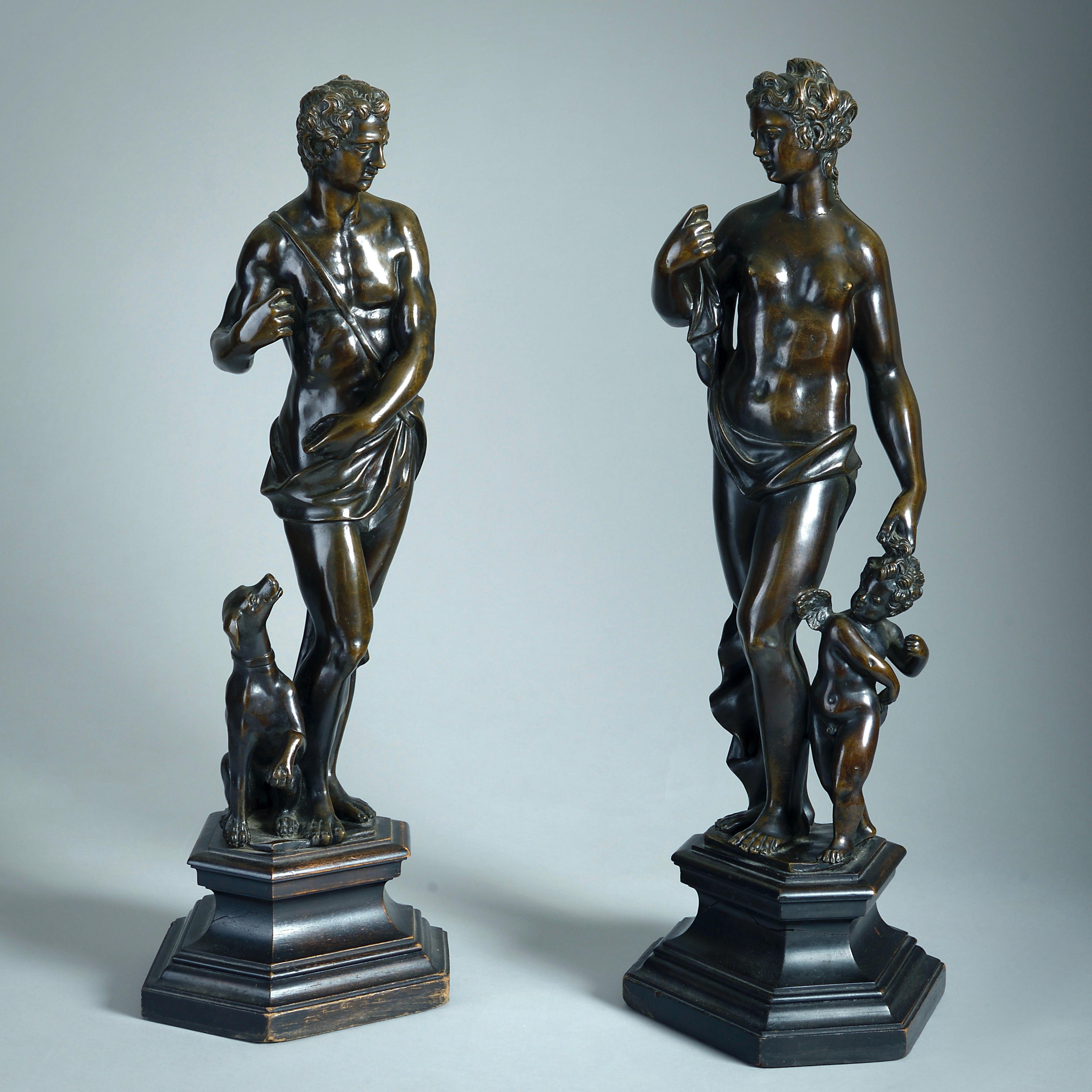 ALLA MANIERA DI GIROLAMO CAMPAGNA (VERONA 1550- VENEZIA 1625), XIX SECOLO.

UNA COPPIA DI FIGURE DI VENERE E ADONE

Bronzo, su basi in legno di pero ebanizzato


Venere: 52 cm di altezza, 62 cm di base inclusa.

Adonis: 50 cm di altezza, 61 cm di