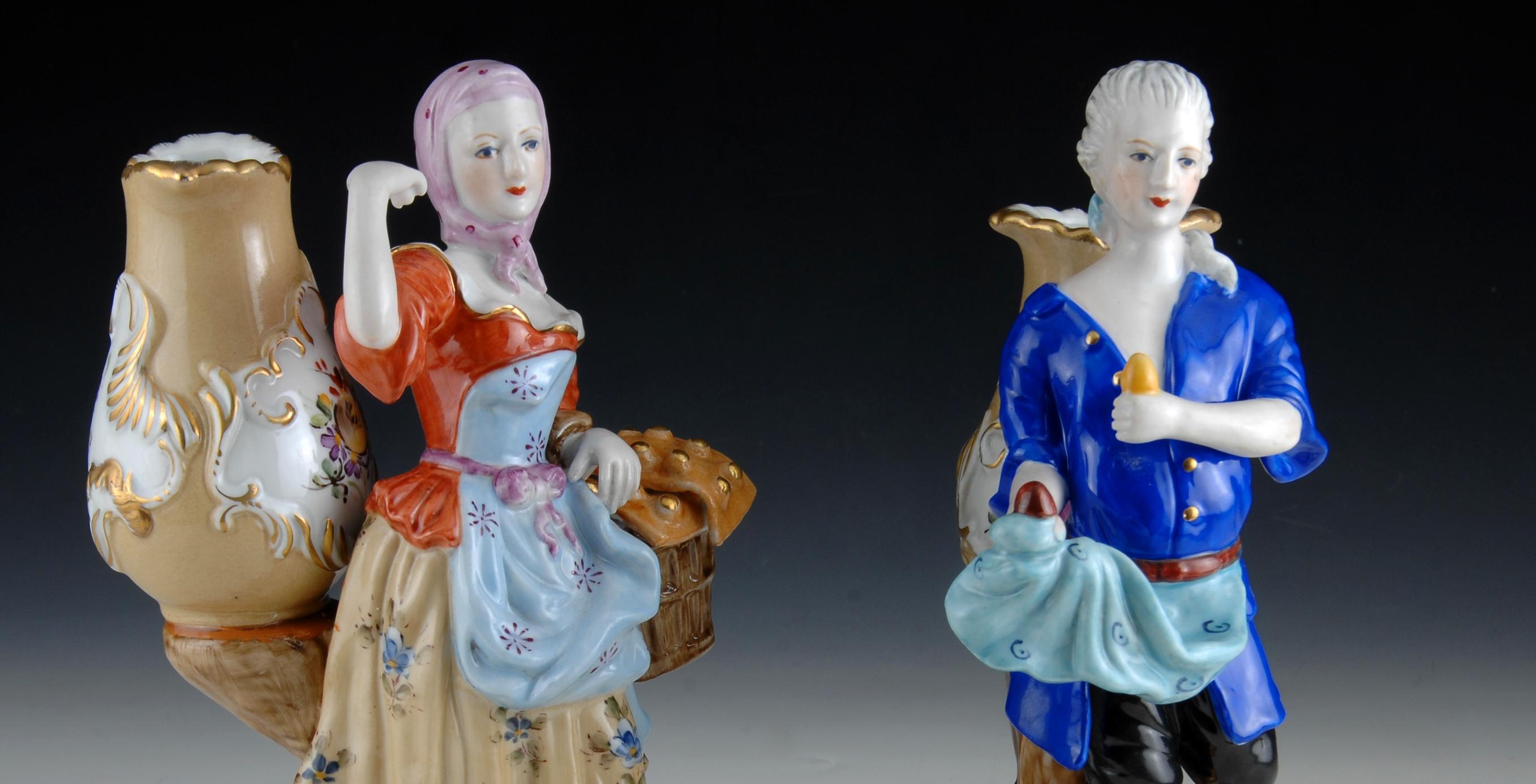 Other Pair of Figures with Vases, Porcelain, 20th Century For Sale