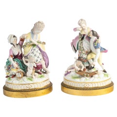 Paire de figurines, sculptures en porcelaine de Meissen, 19e siècle.
