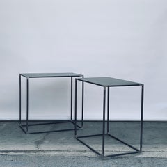 Pair of 'Filiforme' Patinated Steel Minimalist Side Tables by Design Frères