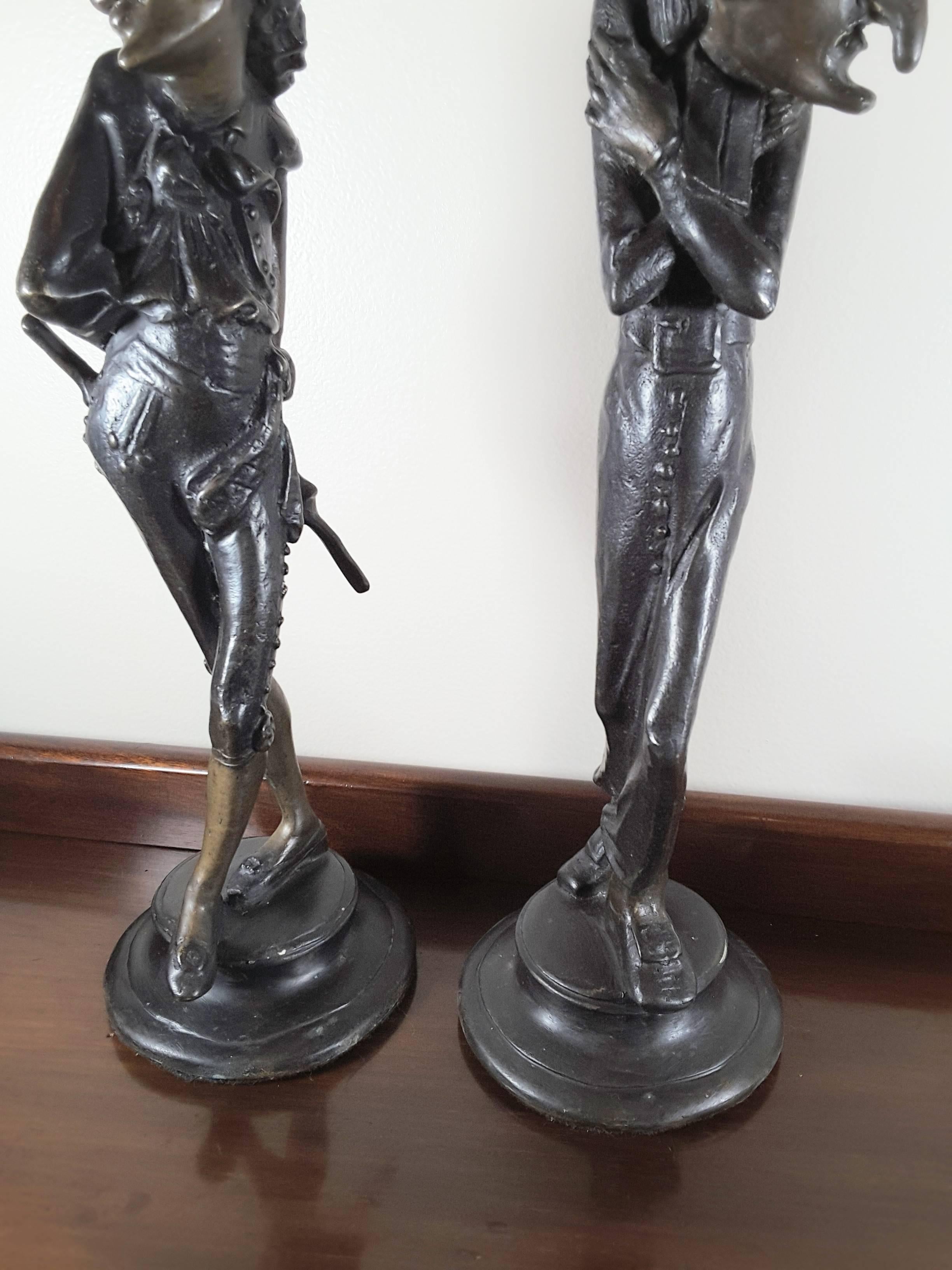 Patinated Pair of Fin De Siecle French Grotesque Candlesticks