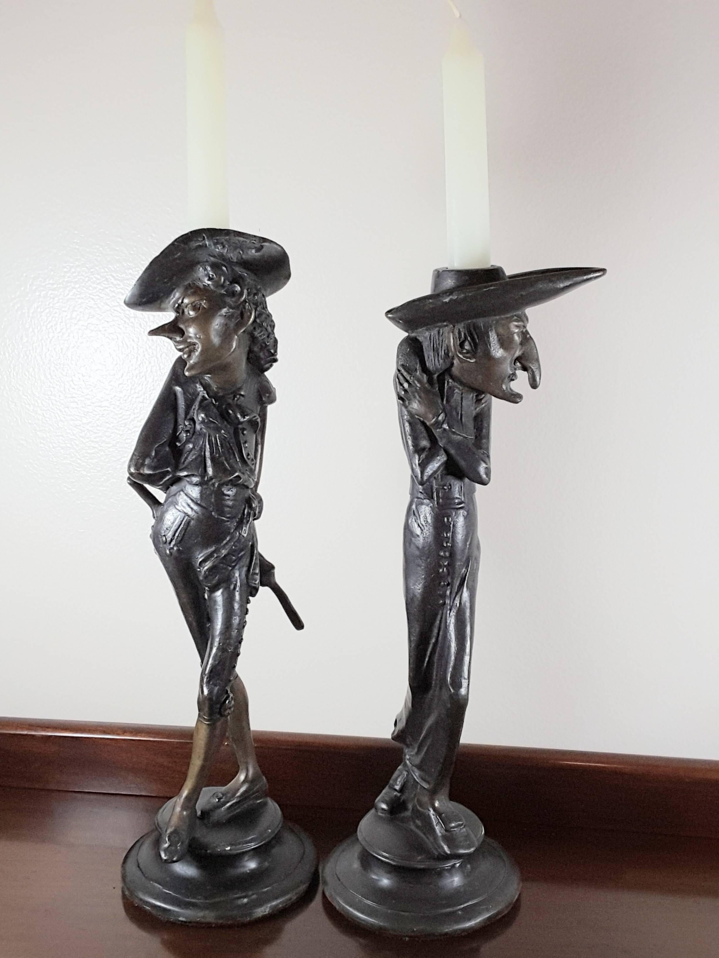 Pair of Fin De Siecle French Grotesque Candlesticks 1