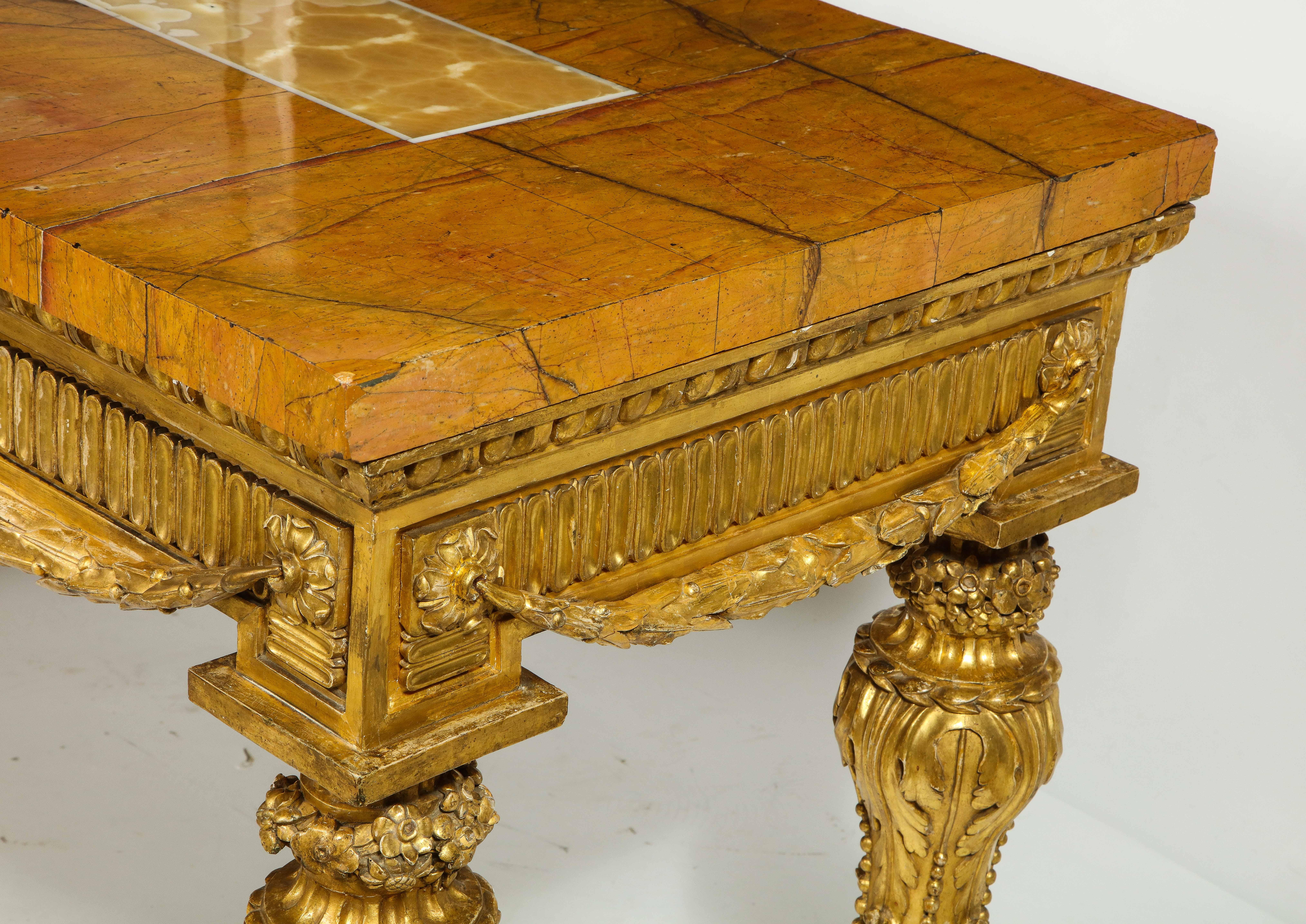 Pair of Fine North Italian Giltwood Side Tables/Consoles with Marble Tops For Sale 4