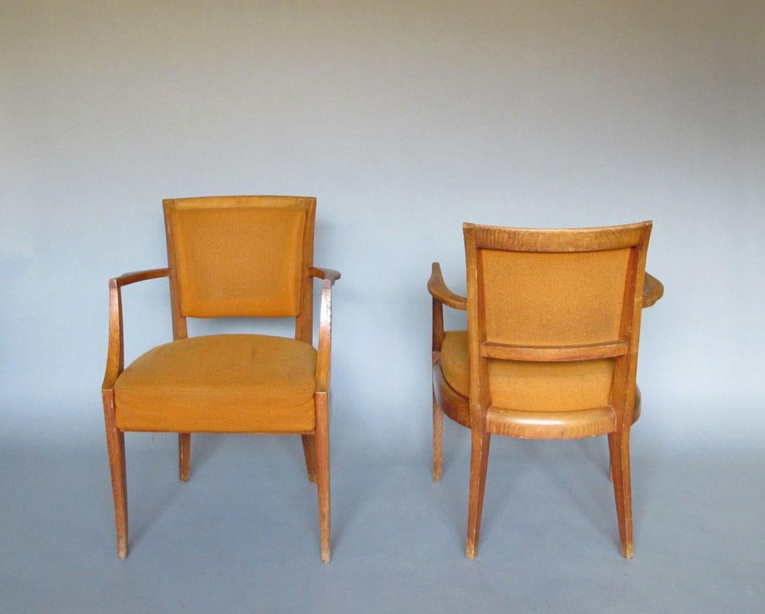 Français Paire de fauteuils pont en hêtre des années 1930 en vente