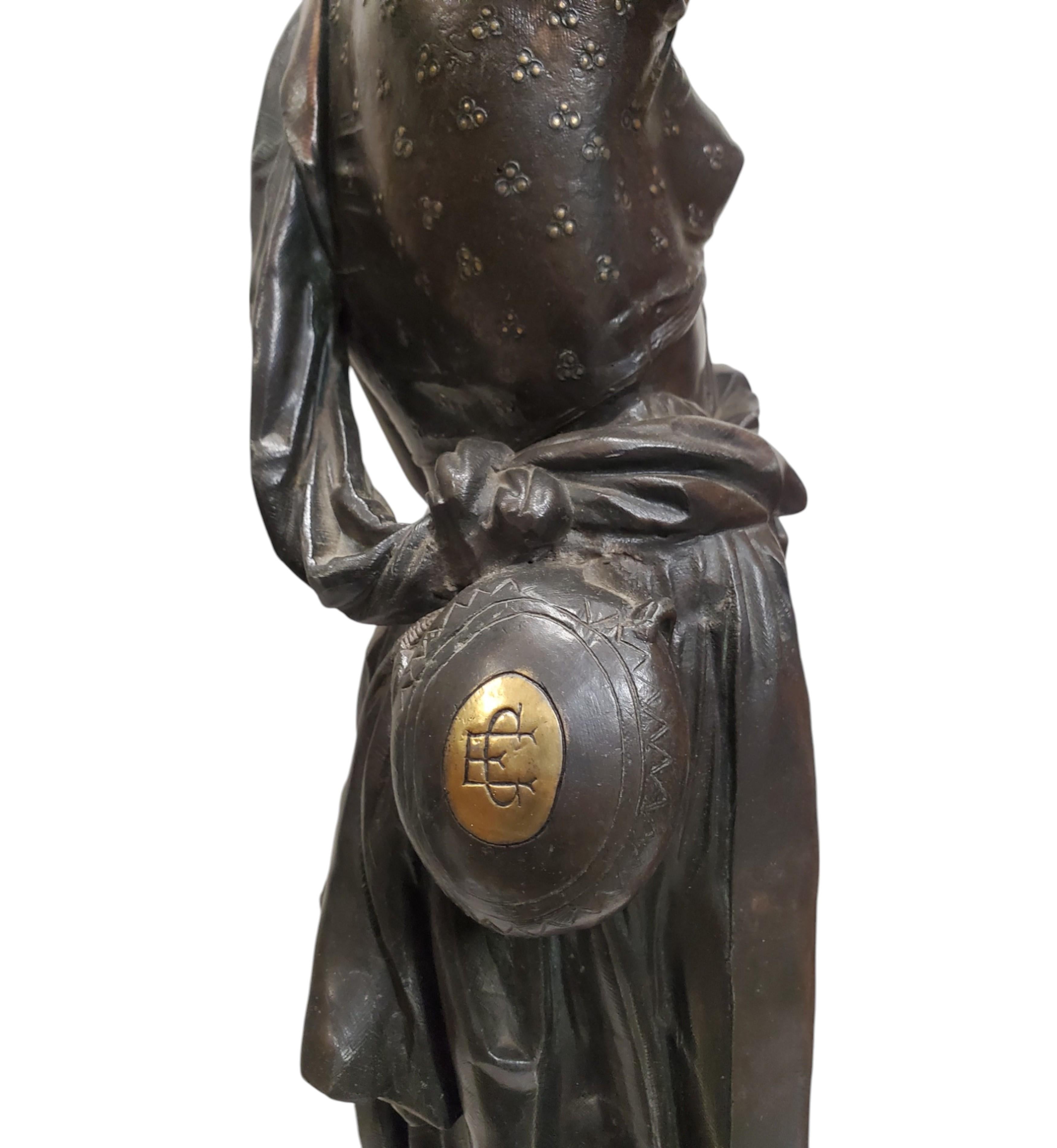 Pair of fine 19th century Orientalist male and female figures by Eugène Cornu For Sale 12