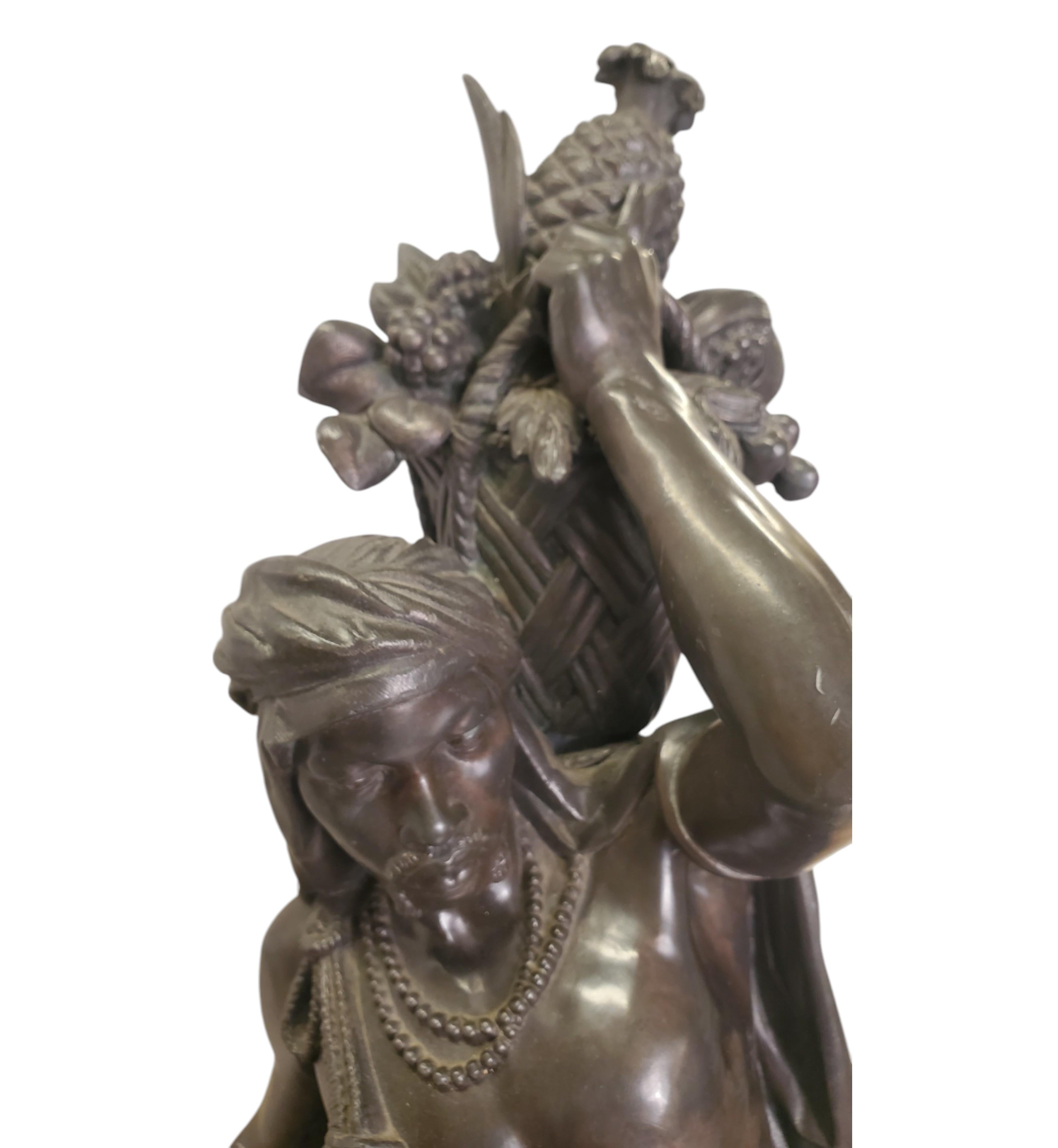 Metal Pair of fine 19th century Orientalist male and female figures by Eugène Cornu For Sale