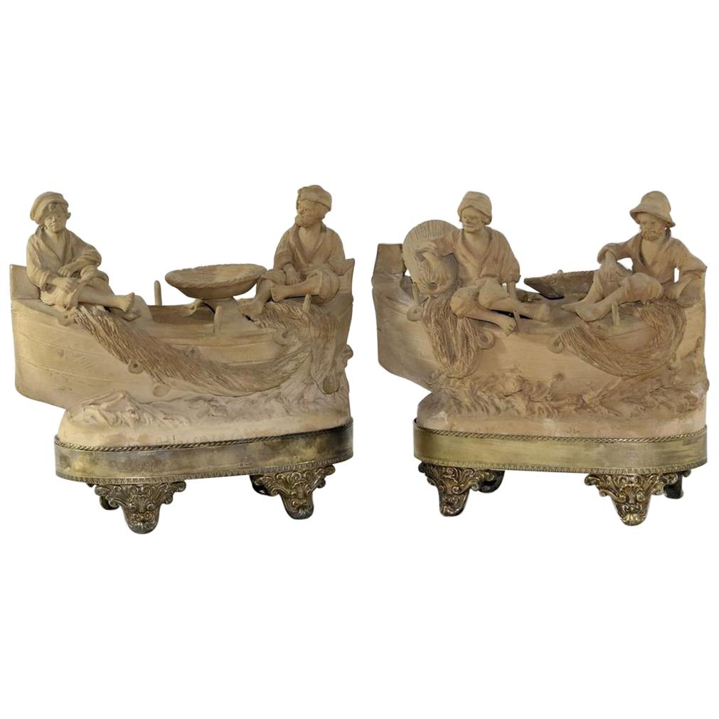 Pair of Fine 19th Century Terracotta Sculptures by Prominent Sicilian Artist For Sale