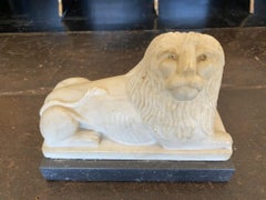 Pair of Fine and Charming Alabaster Lion Figures, circa 1820