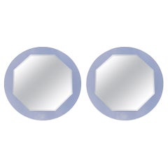 Pair of Fine Antique Art Deco 1920's Smoked Glass Round Bevelled Wall Mirrors