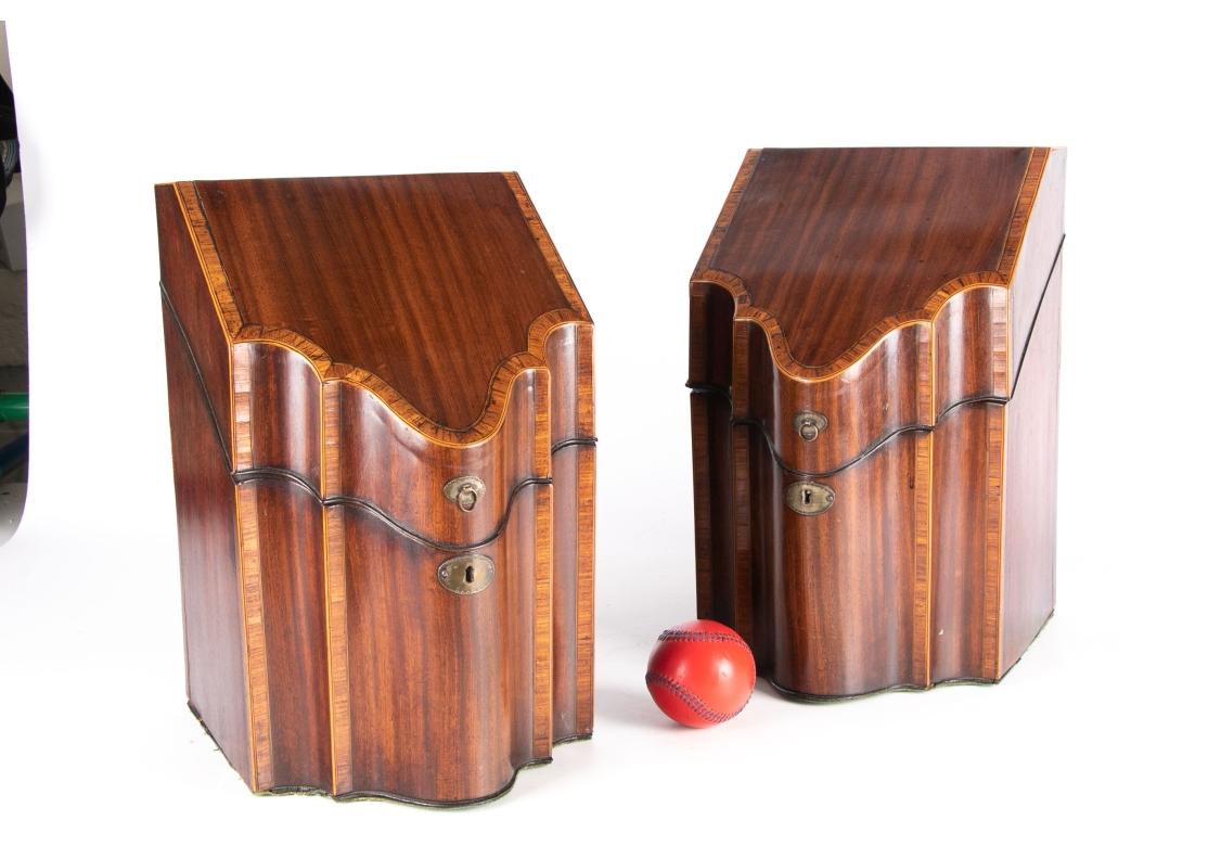 Pareja De Finas Cuchilleras Antiguas Inglesas Georgianas De Caoba en venta 5