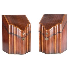 Pair Of Fine Antique English Georgian Mahogany Knife Boxes