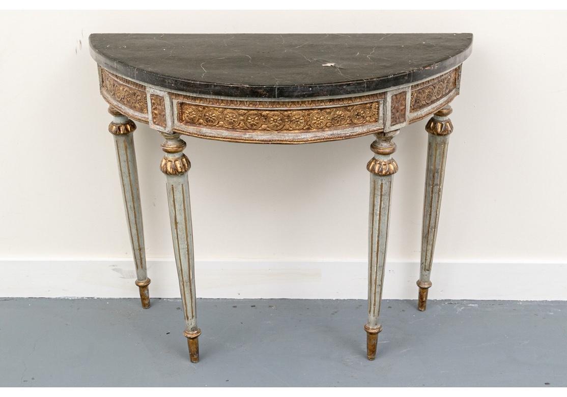 Pair of Fine Antique Italian Gilt Demi-Lune Console Tables 3