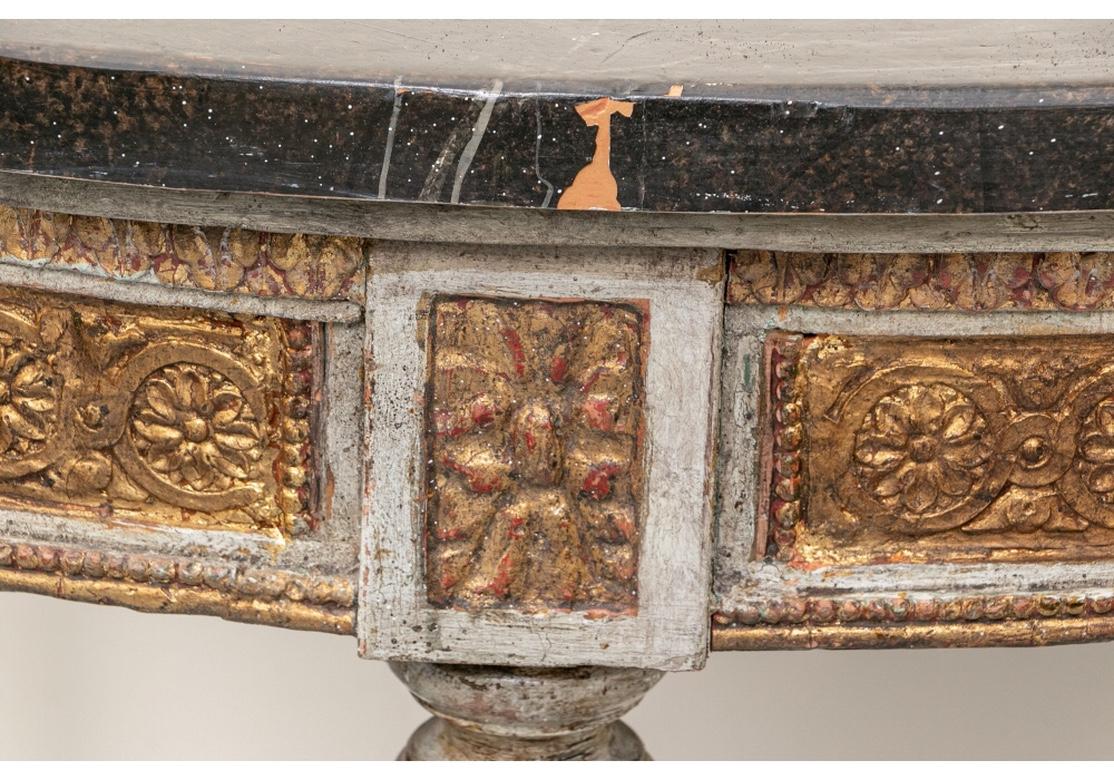 19th Century Pair of Fine Antique Italian Gilt Demi-Lune Console Tables