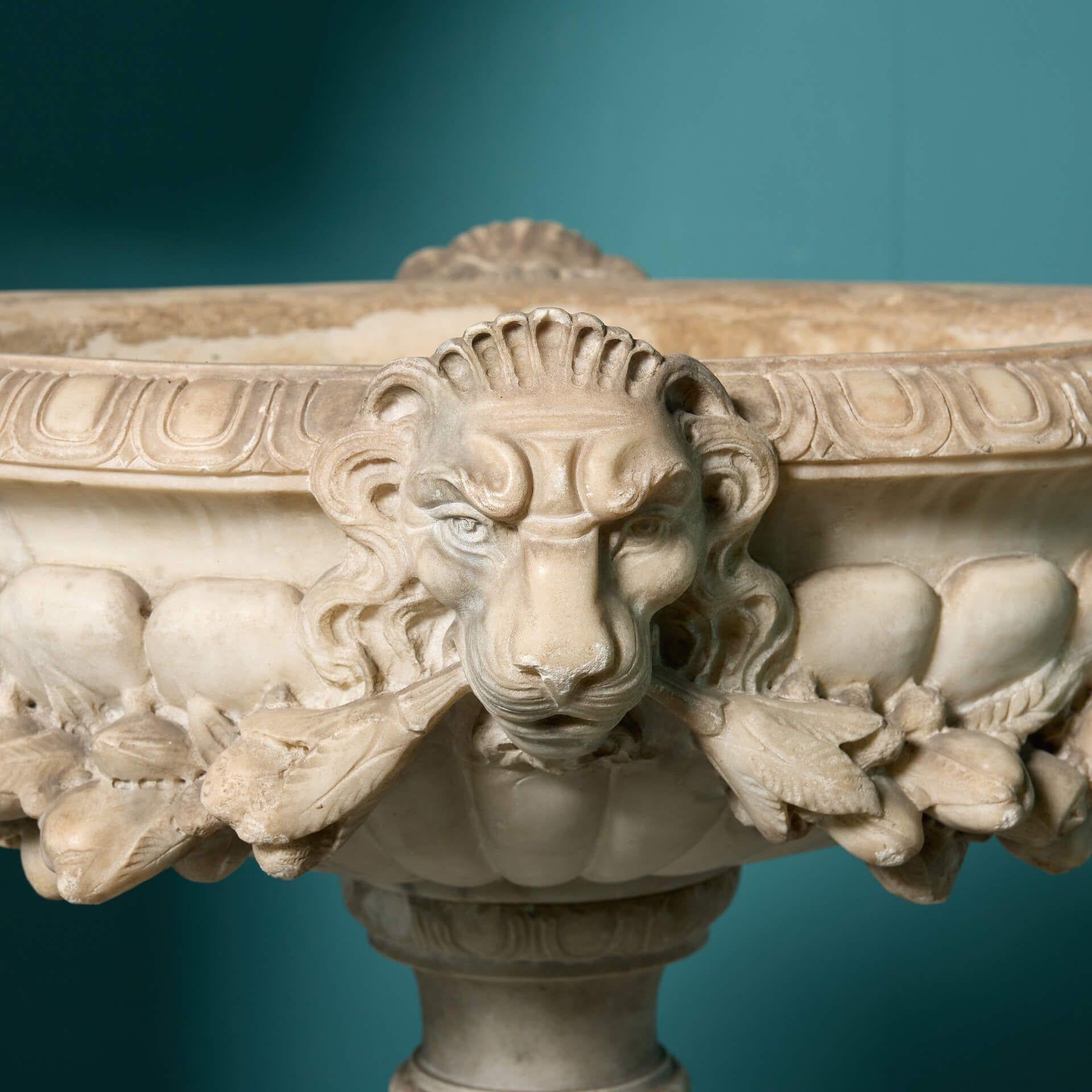 19th Century Pair of Fine Antique Italian Marble Tazza Urns For Sale