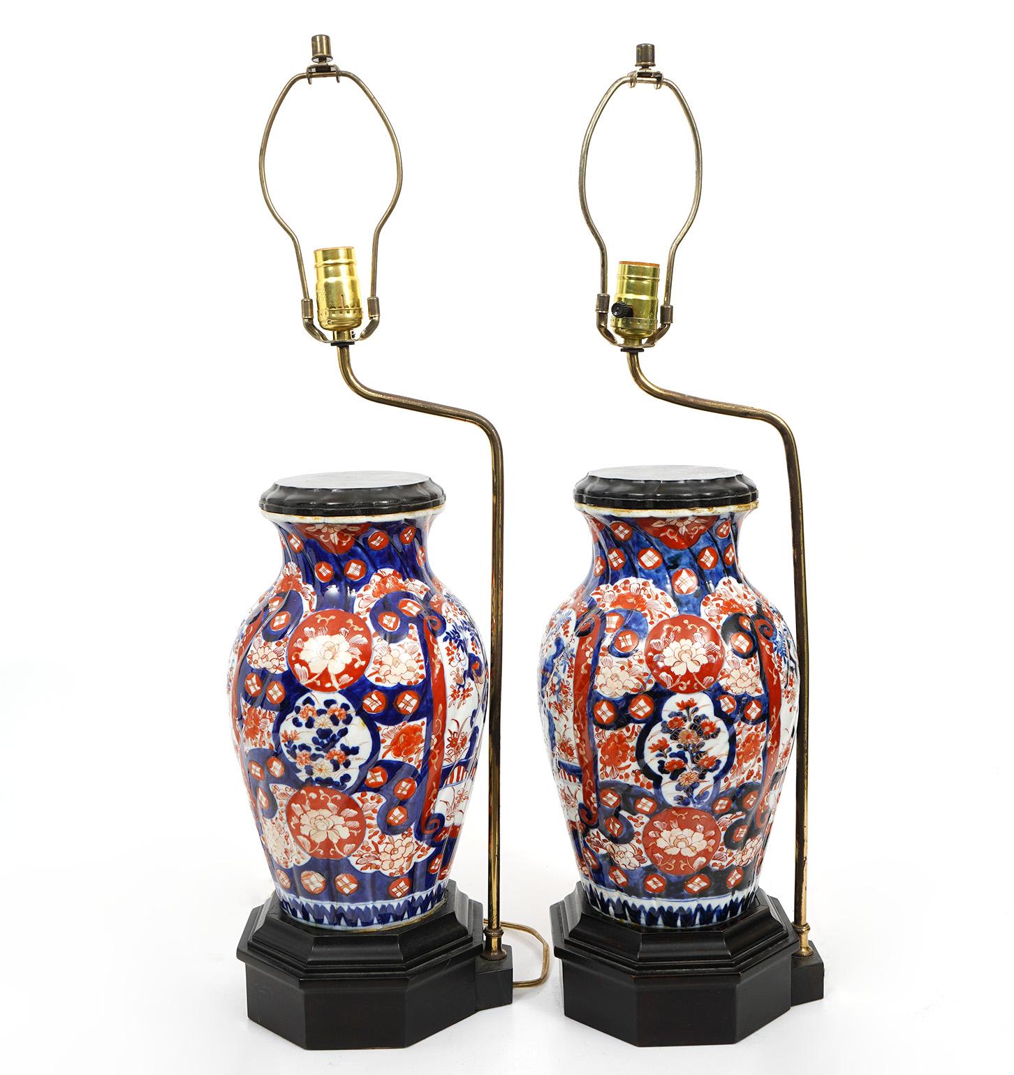 Pair of Fine Antique Japanese Imari Porcelain Lamps 2