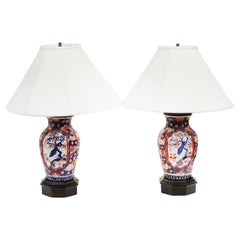 Pair of Fine Antique Japanese Imari Porcelain Lamps