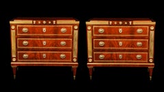 Pair of Fine Antique Russian Neoclassical Gilt Bronze-Mounted Mahogany Commodes