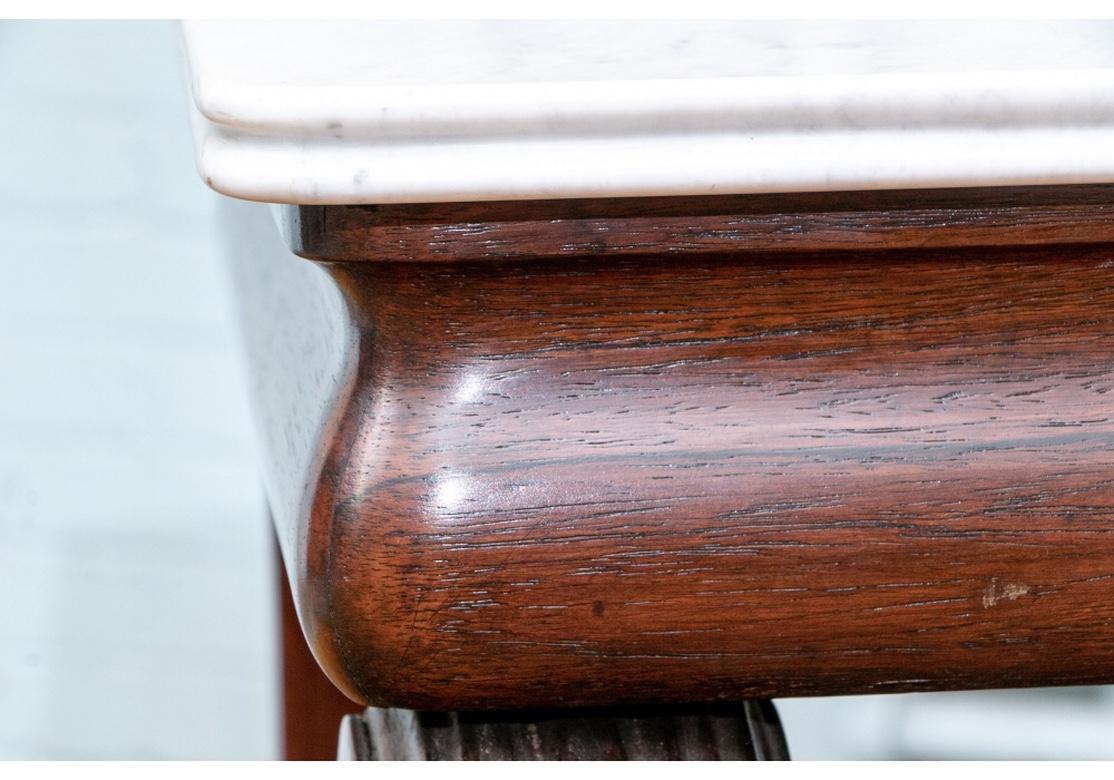 Fine Antique Transitional Empire Carved Mahogany Marble-Top Console Table, Pair 11