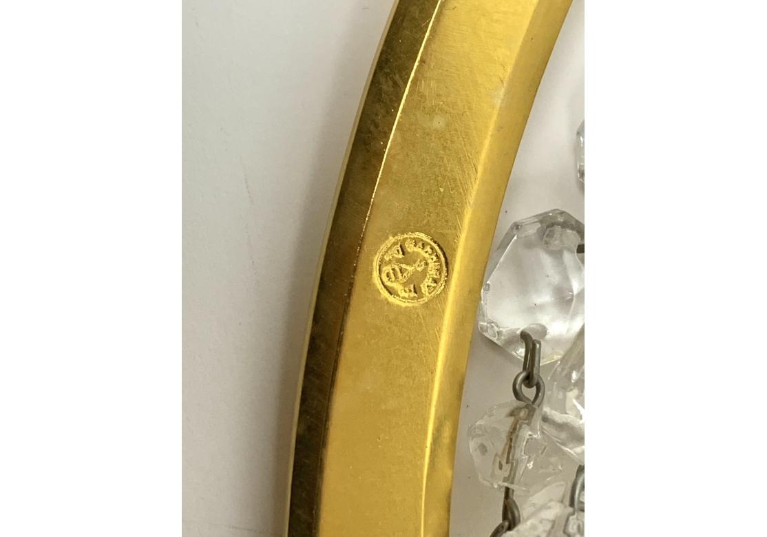 Pair Of Fine Baccarat Gilt Bronze And Crystal Demilune Sconces For Sale 4