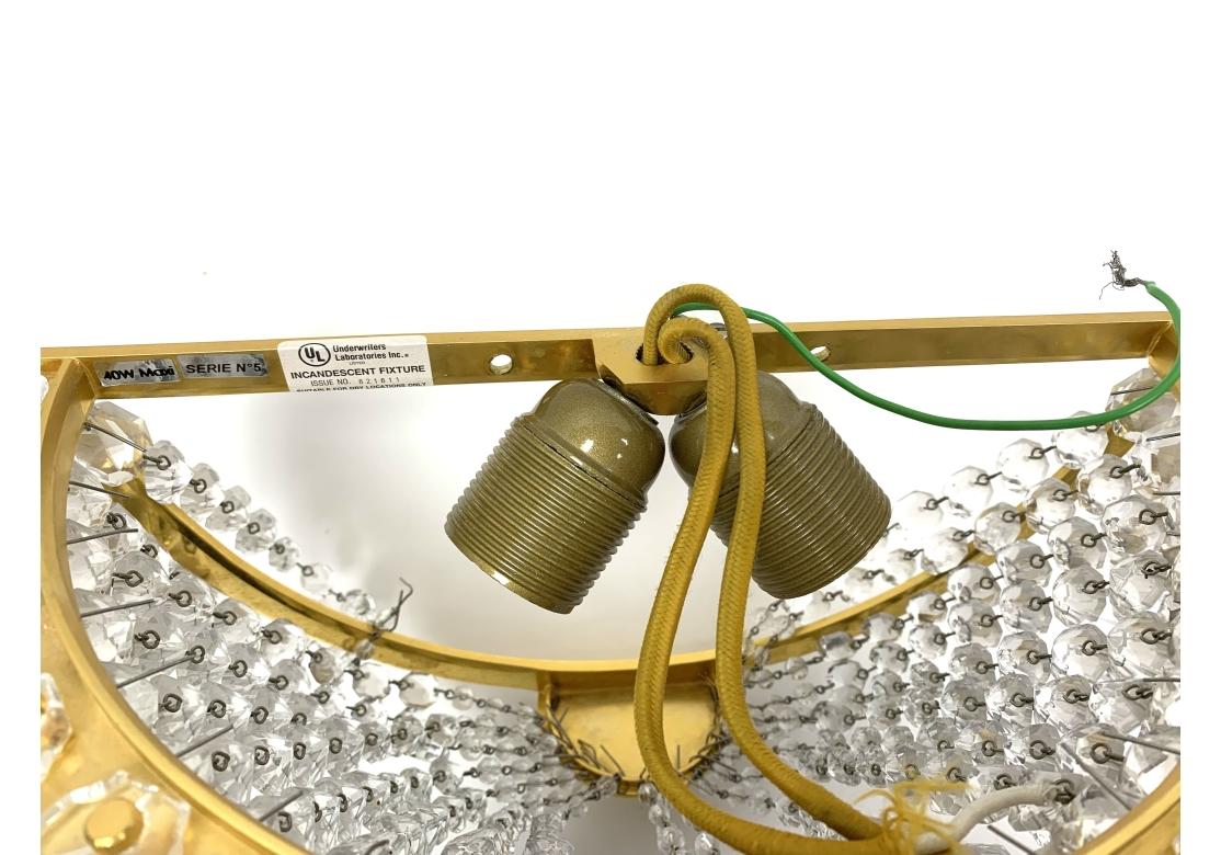 Pair Of Fine Baccarat Gilt Bronze And Crystal Demilune Sconces For Sale 7