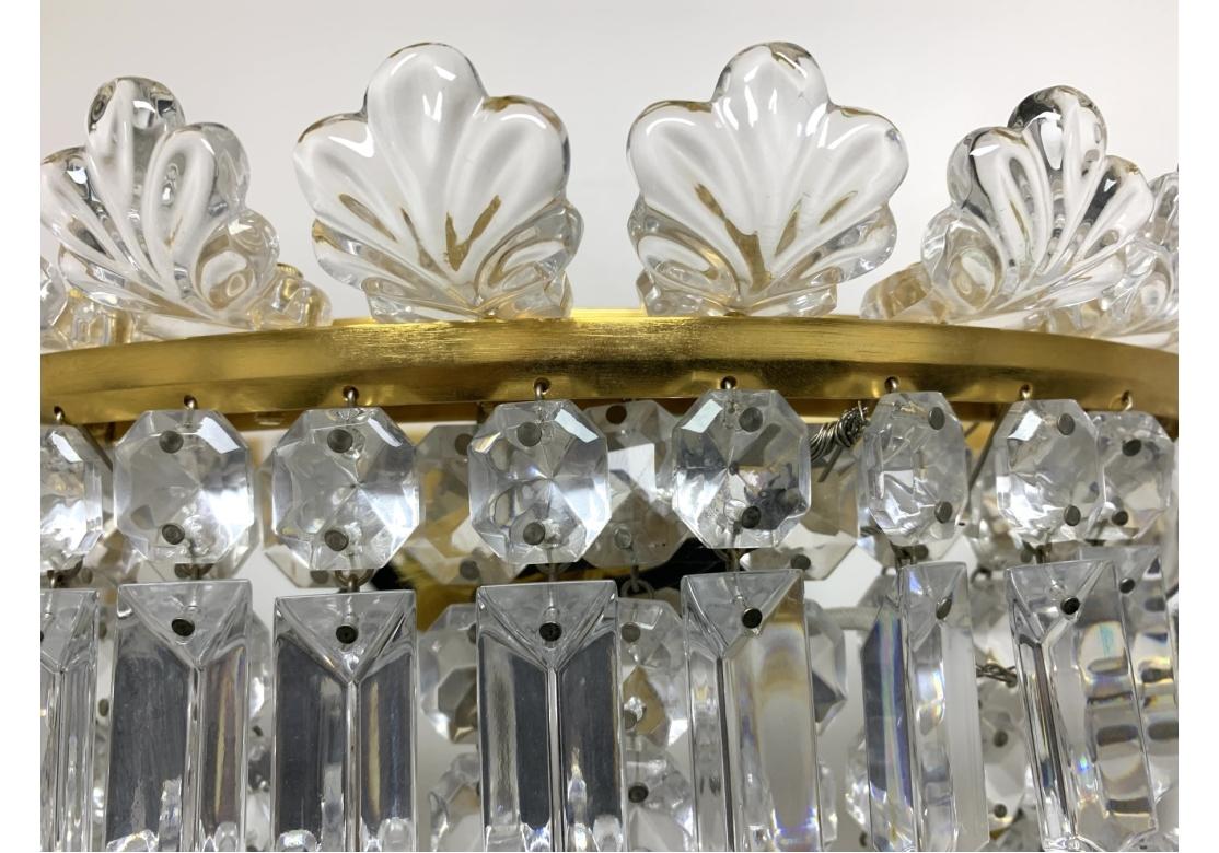 Contemporary Pair Of Fine Baccarat Gilt Bronze And Crystal Demilune Sconces For Sale