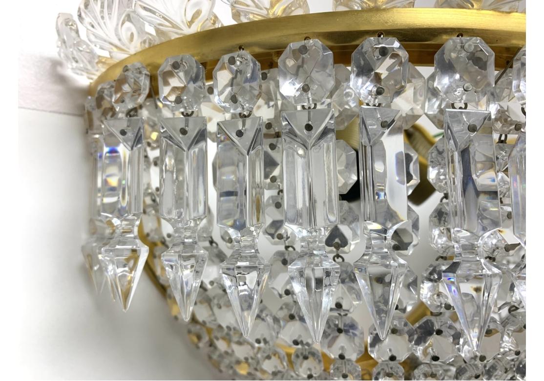 Pair Of Fine Baccarat Gilt Bronze And Crystal Demilune Sconces For Sale 1