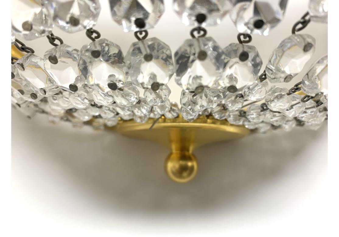 Pair Of Fine Baccarat Gilt Bronze And Crystal Demilune Sconces For Sale 2