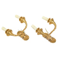 Pareja De Finos Apliques Gemelos De Bronce Baques Dore