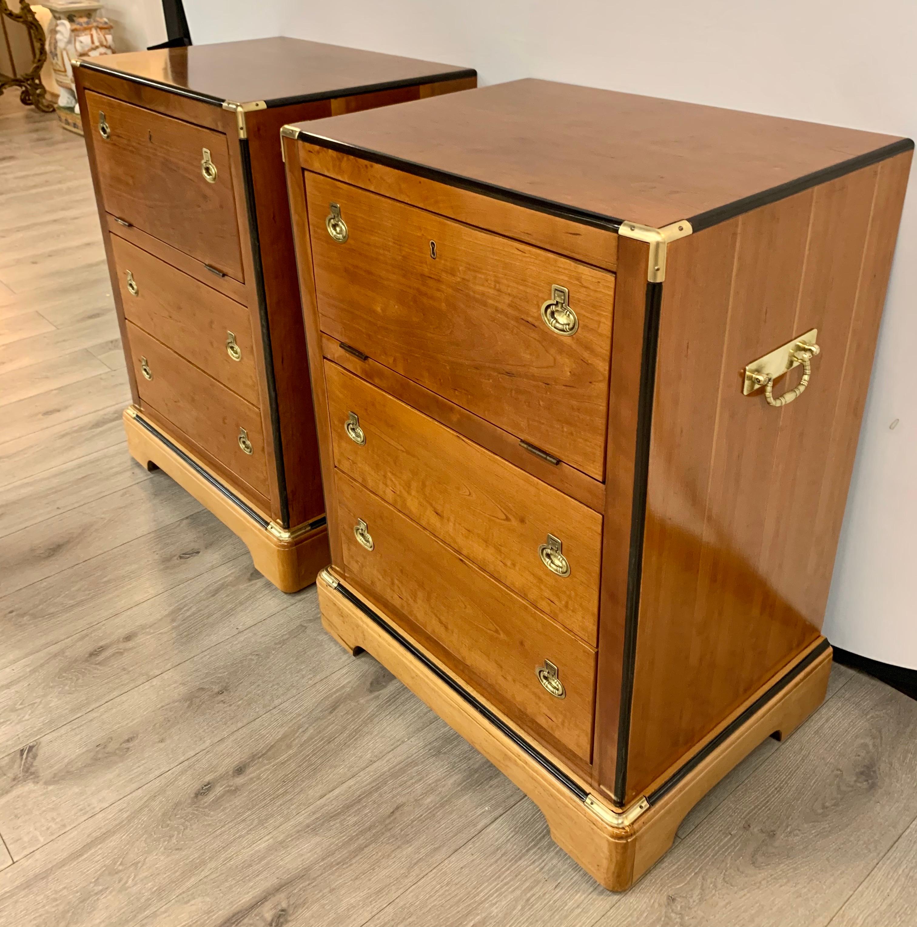 Pair of Fine Biedermeier Campaign Chests with Drop Down Drawer 5