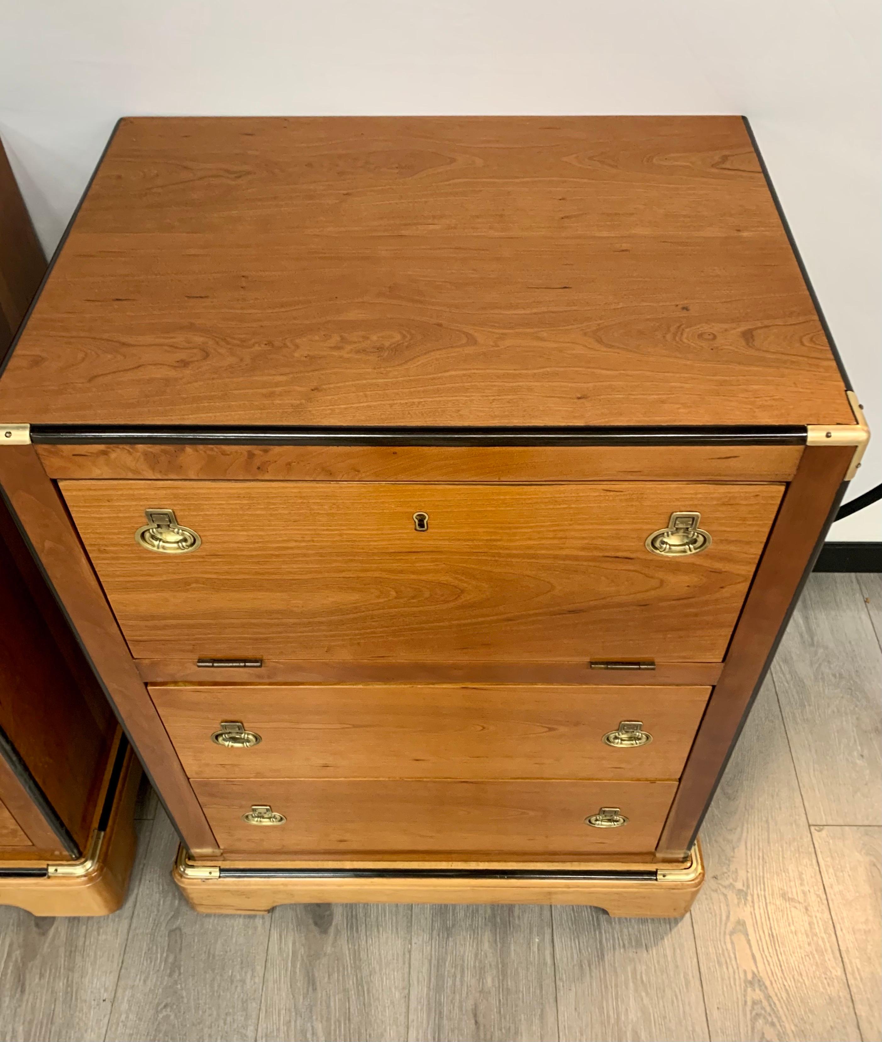 American Pair of Fine Biedermeier Campaign Chests with Drop Down Drawer