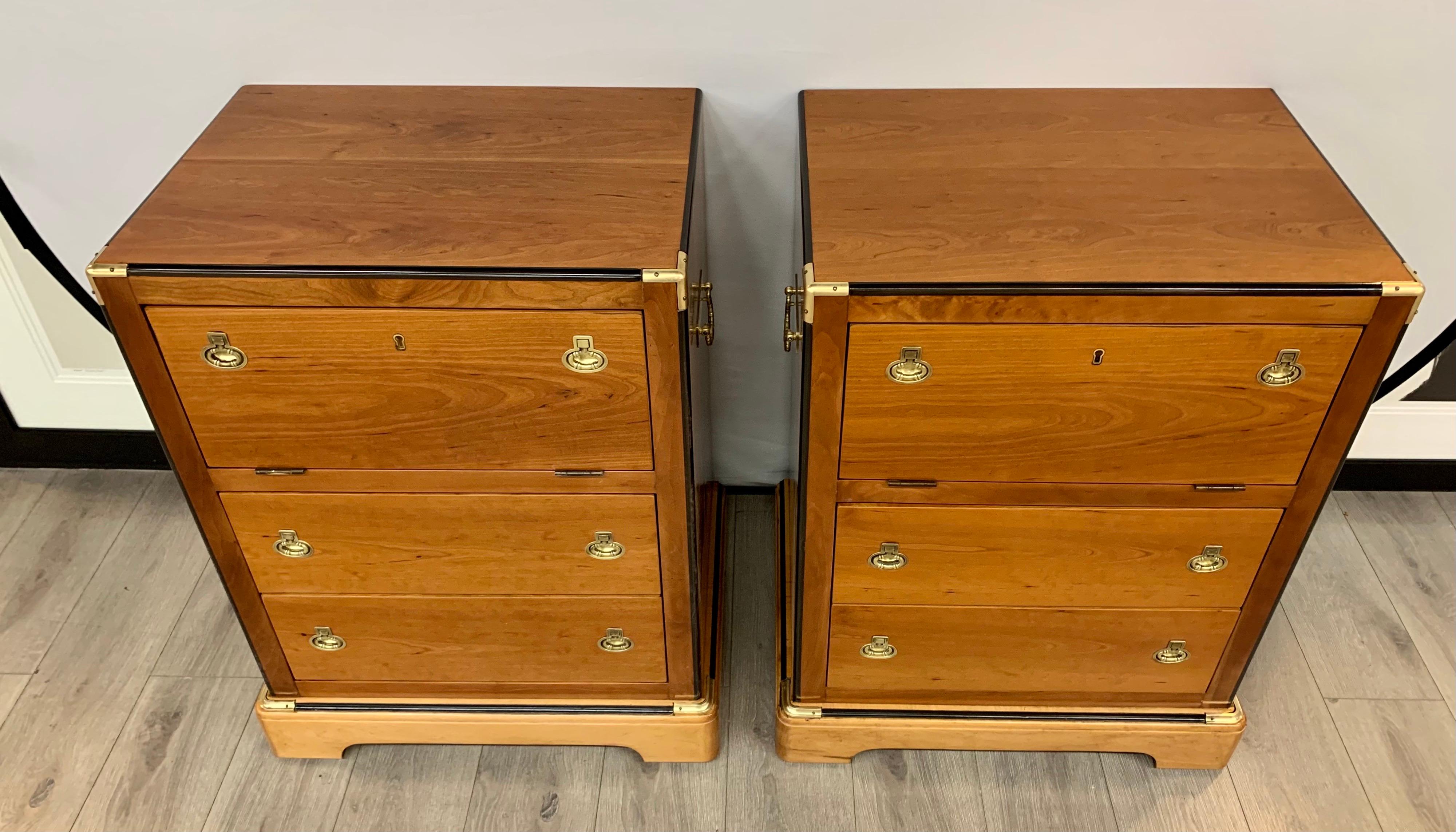 Pair of Fine Biedermeier Campaign Chests with Drop Down Drawer In Good Condition In West Hartford, CT