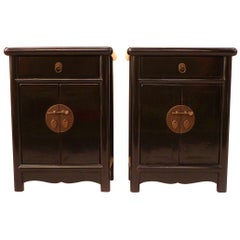 Pair of Fine Black Lacquer Chests