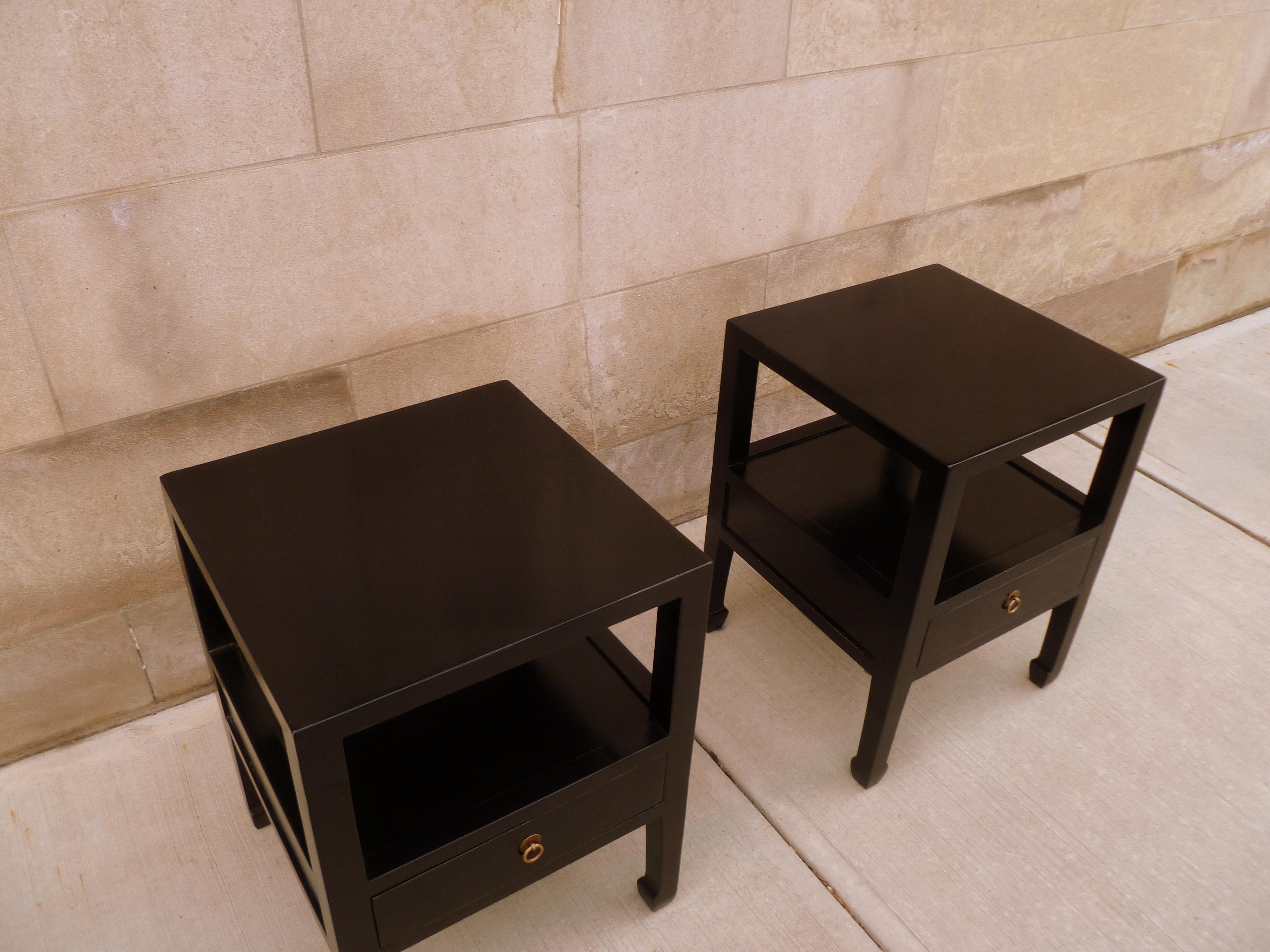 Pair of Fine Black Lacquer End Tables 3