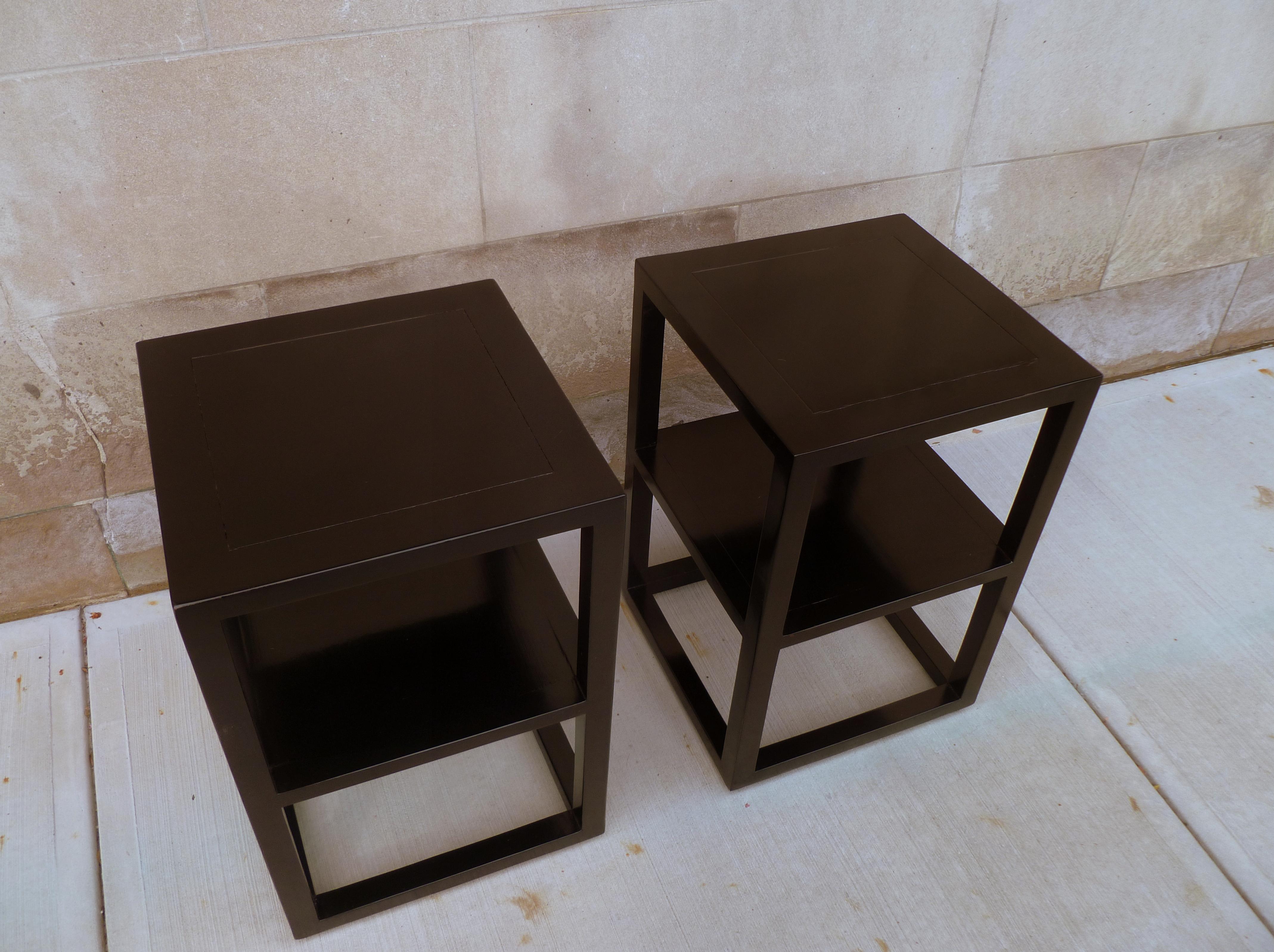 Pair of Fine Black Lacquer End Tables For Sale 5
