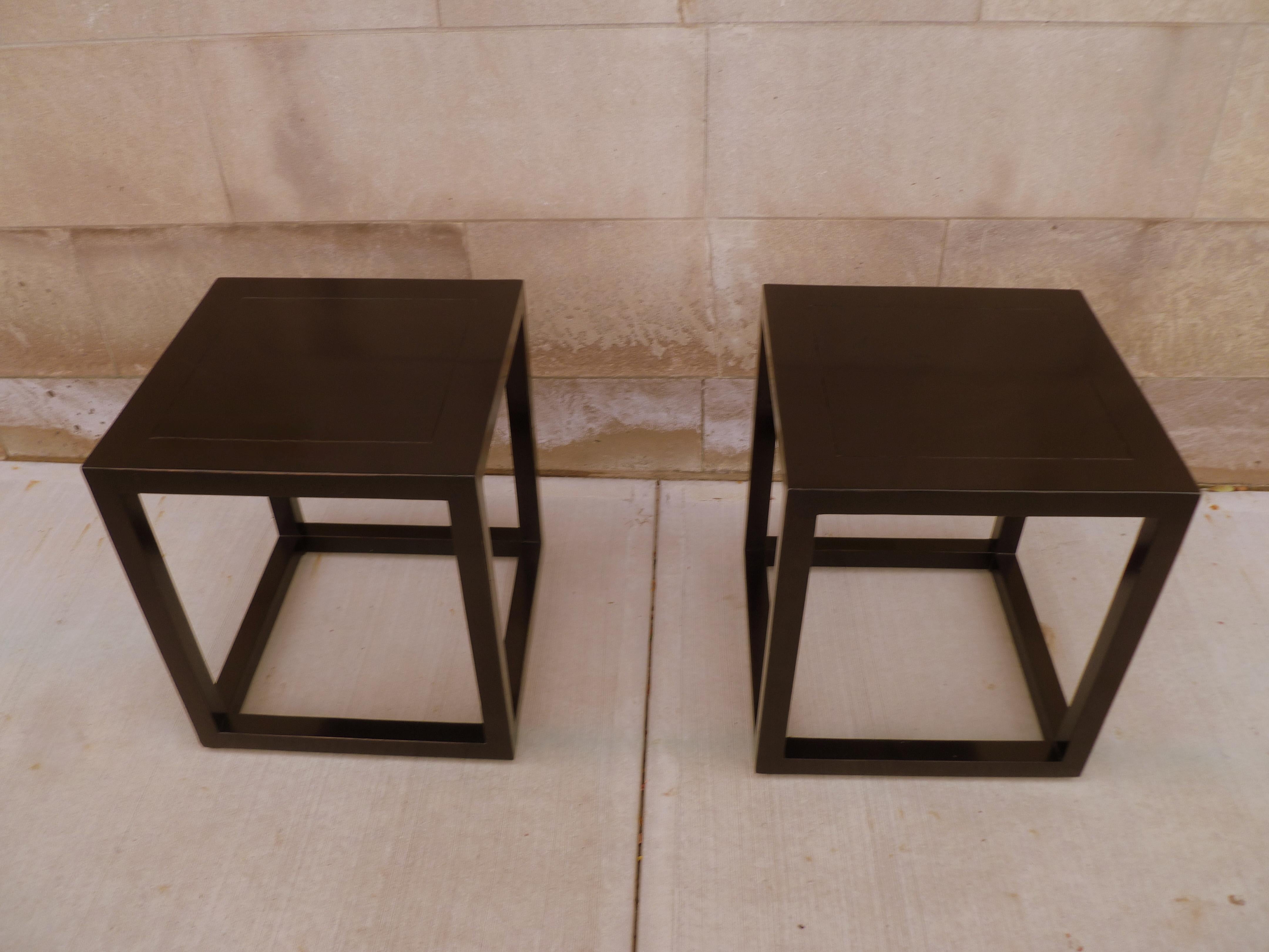 Pair of Fine Black Lacquer End Tables For Sale 7