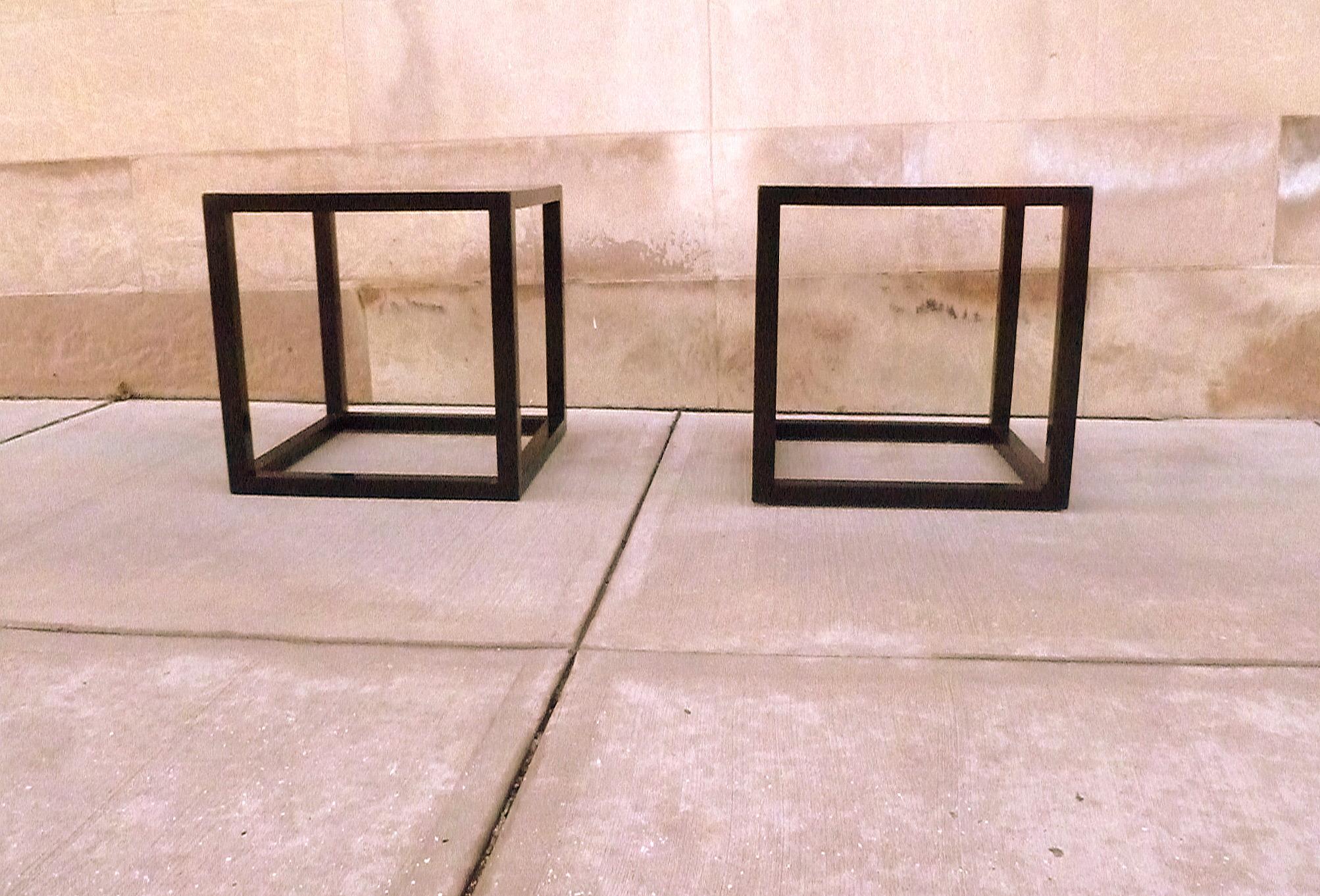Ming Pair of Fine Black Lacquer End Tables For Sale